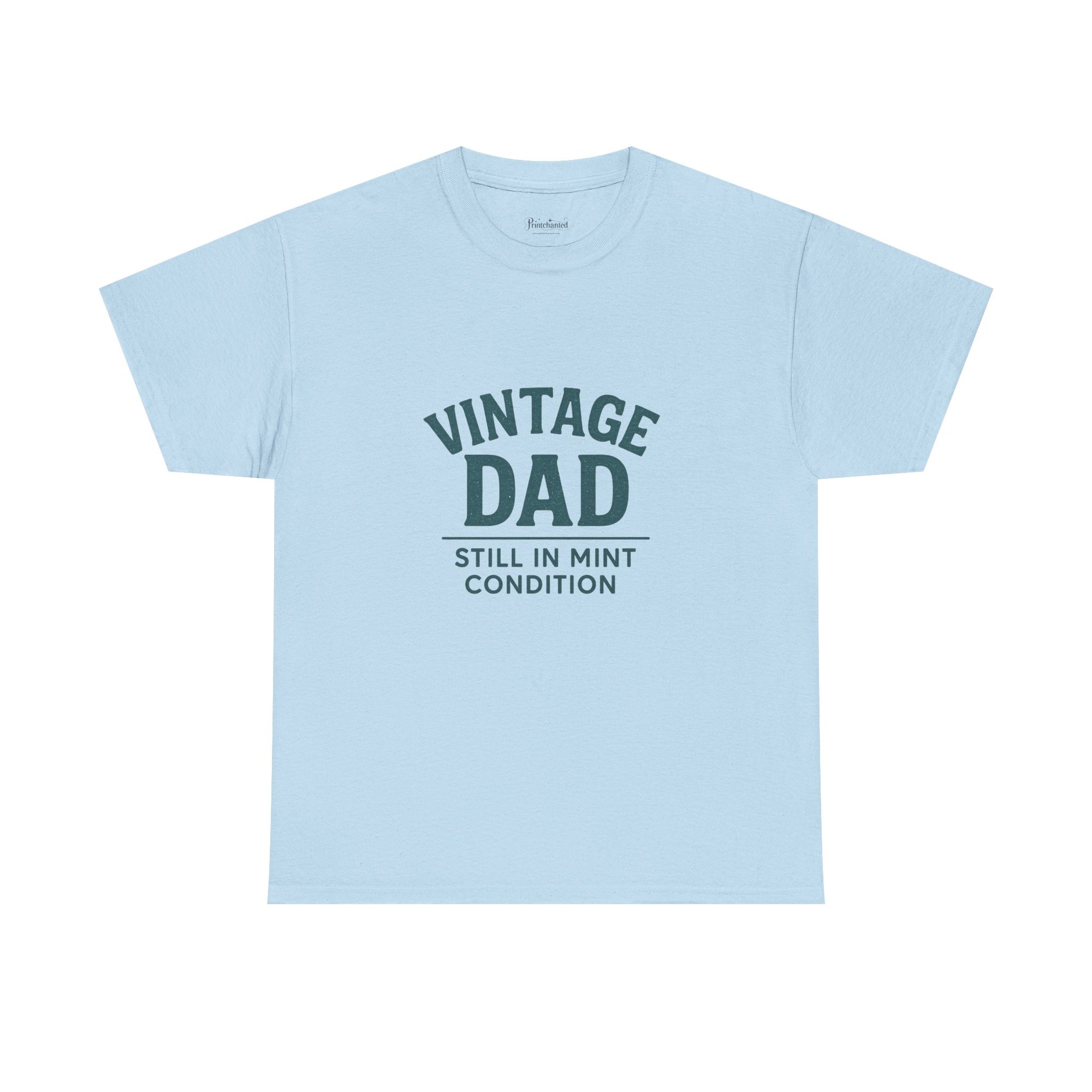 “Vintage Dad Still in Mint Condition – Funny Father’s Day Graphic Unisex Heavy Cotton T-Shirt, Retro Dad Gift Tee for Birthday, Father’s Day and other Holidays