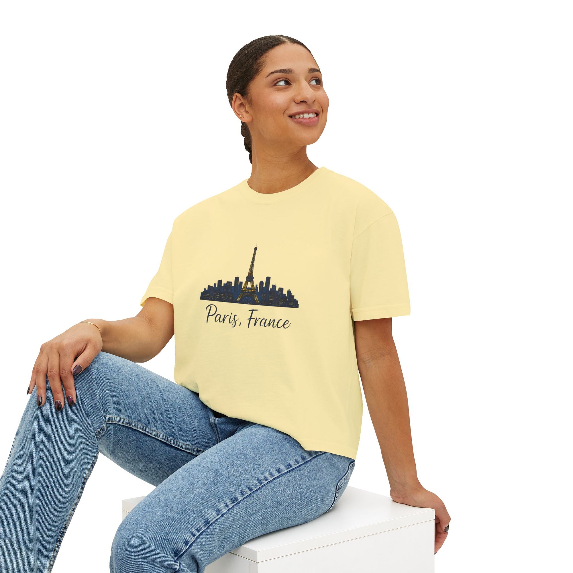 Paris Skyline Women's Boxy Tee | Cute Paris Shirt, Travel Tee, Gift for Paris Lovers, Adventure T-Shirt, Vacation Style
