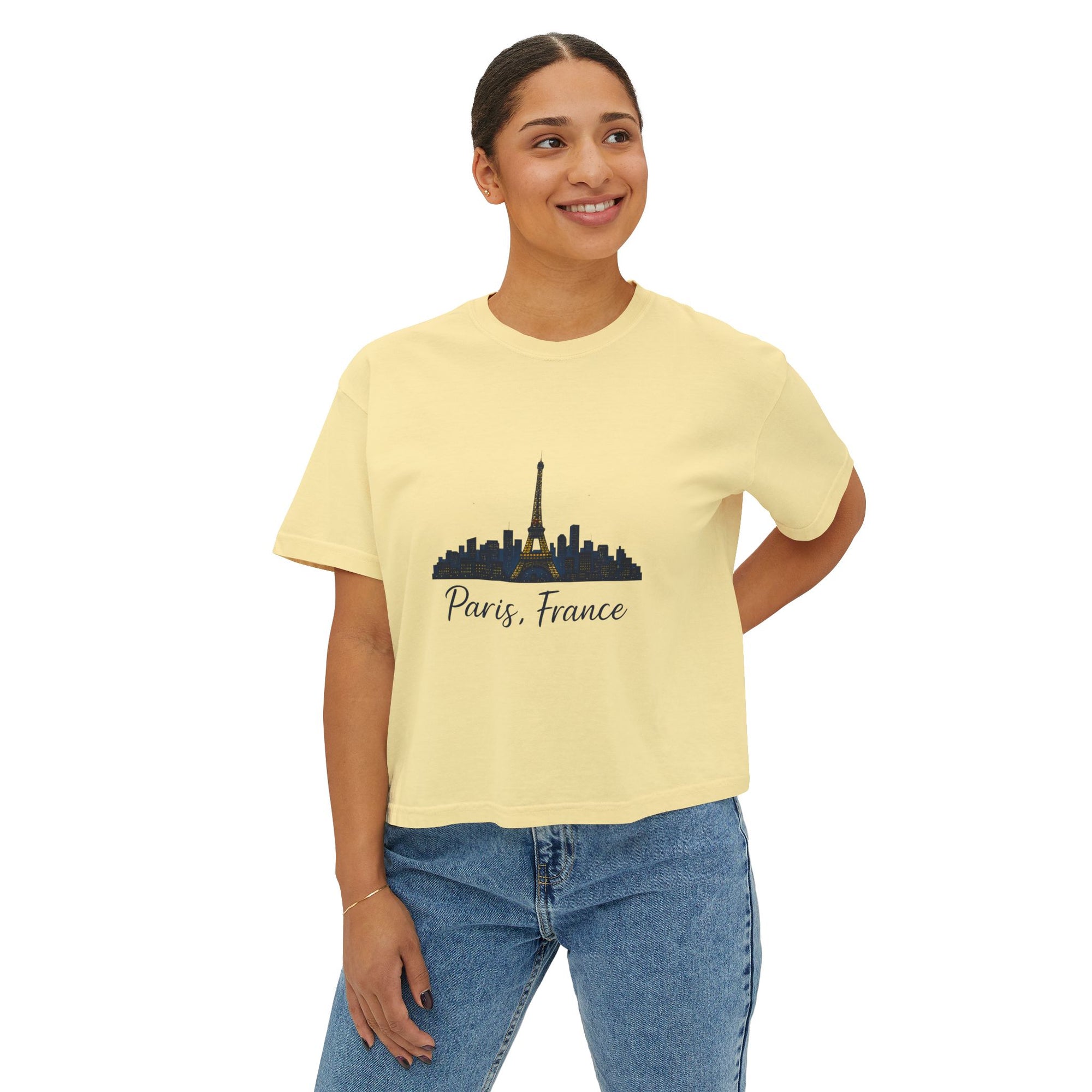 Paris Skyline Women's Boxy Tee | Cute Paris Shirt, Travel Tee, Gift for Paris Lovers, Adventure T-Shirt, Vacation Style
