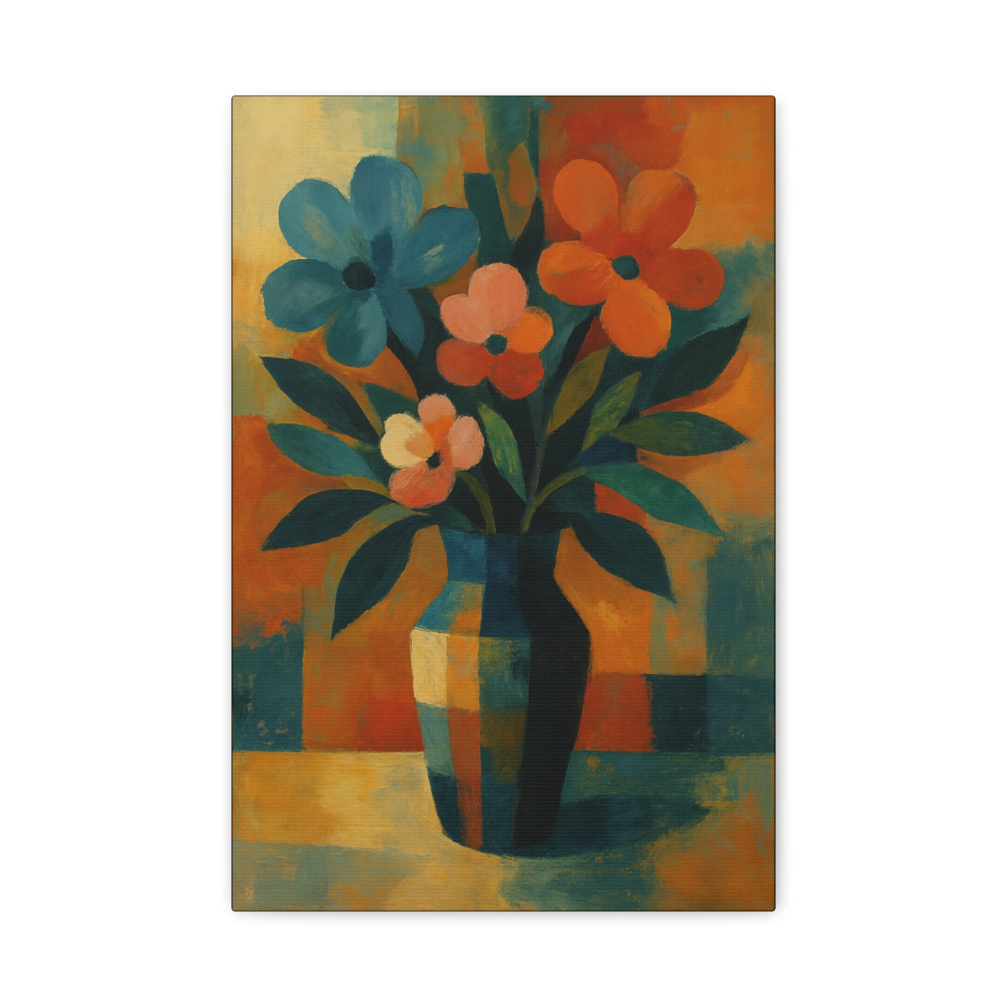 Colorful Floral Wall Art Canvas, Vibrant Home Decor, Flower Painting, Living Room Artwork, Gift for Art Lovers