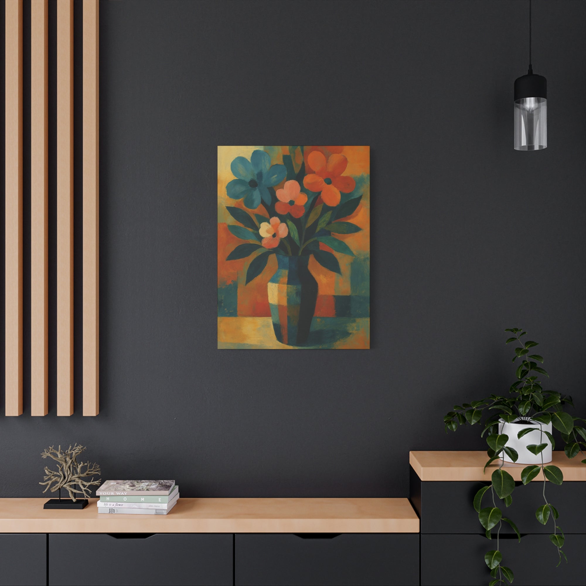 Colorful Floral Wall Art Canvas, Vibrant Home Decor, Flower Painting, Living Room Artwork, Gift for Art Lovers