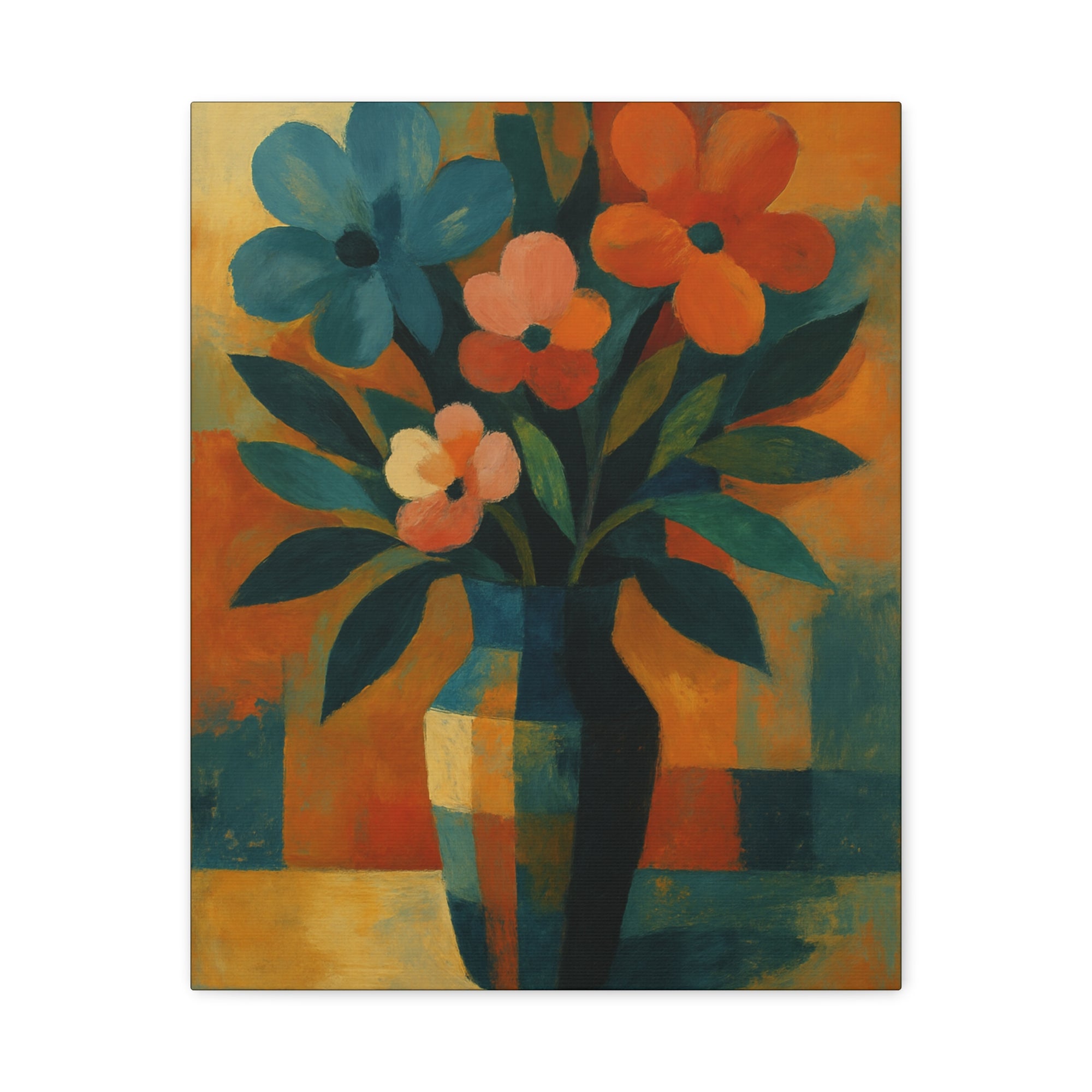 Colorful Floral Wall Art Canvas, Vibrant Home Decor, Flower Painting, Living Room Artwork, Gift for Art Lovers