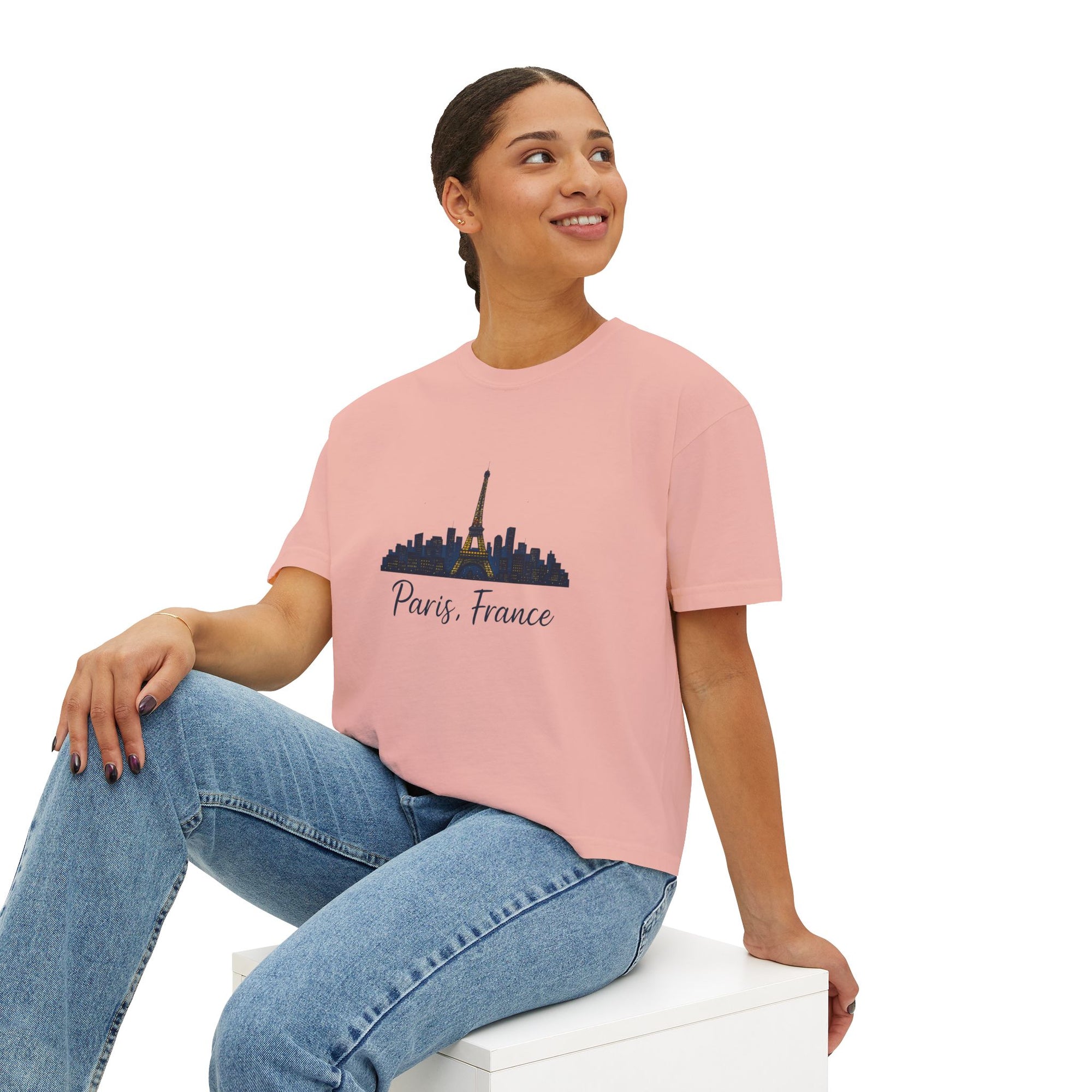 Paris Skyline Women's Boxy Tee | Cute Paris Shirt, Travel Tee, Gift for Paris Lovers, Adventure T-Shirt, Vacation Style