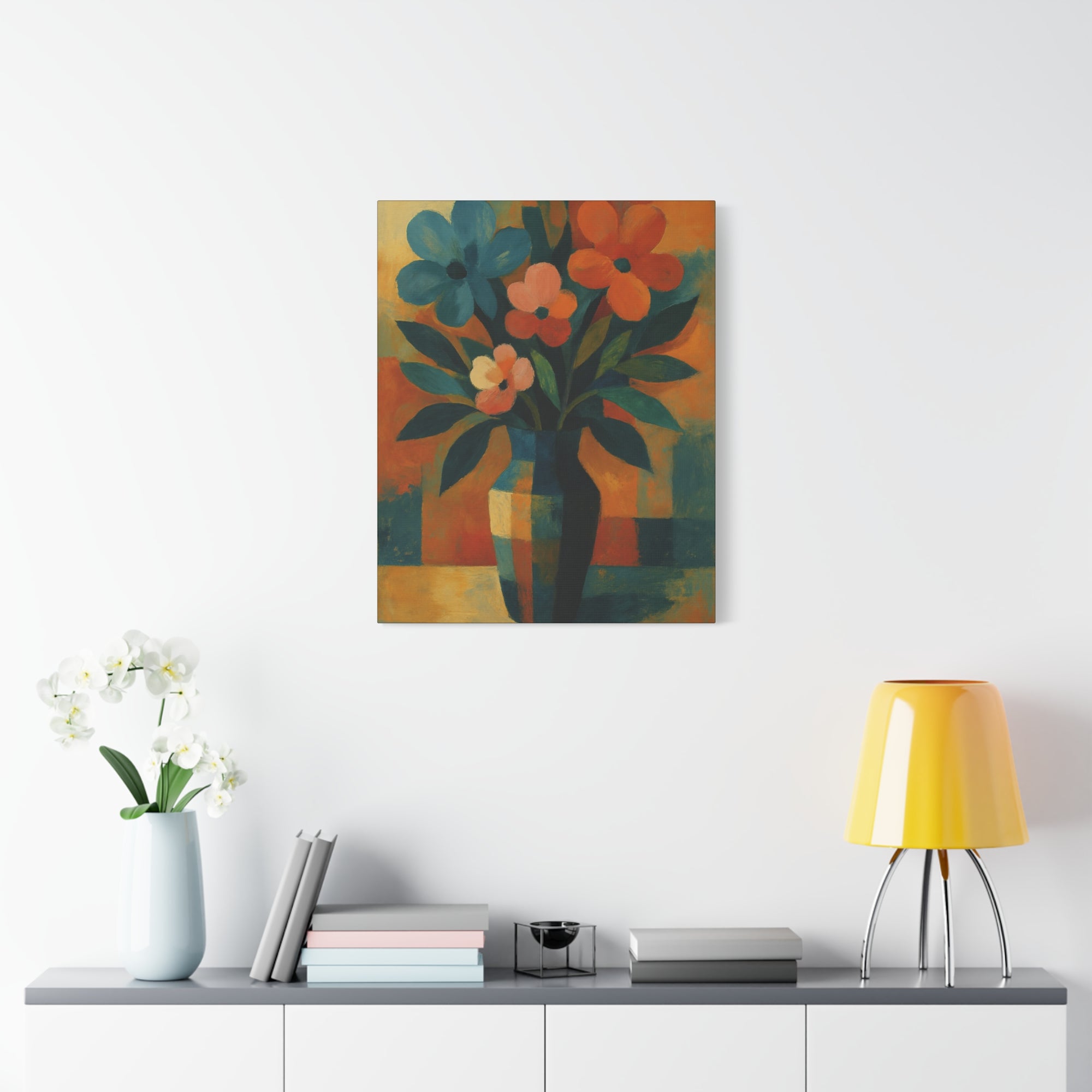 Colorful Floral Wall Art Canvas, Vibrant Home Decor, Flower Painting, Living Room Artwork, Gift for Art Lovers