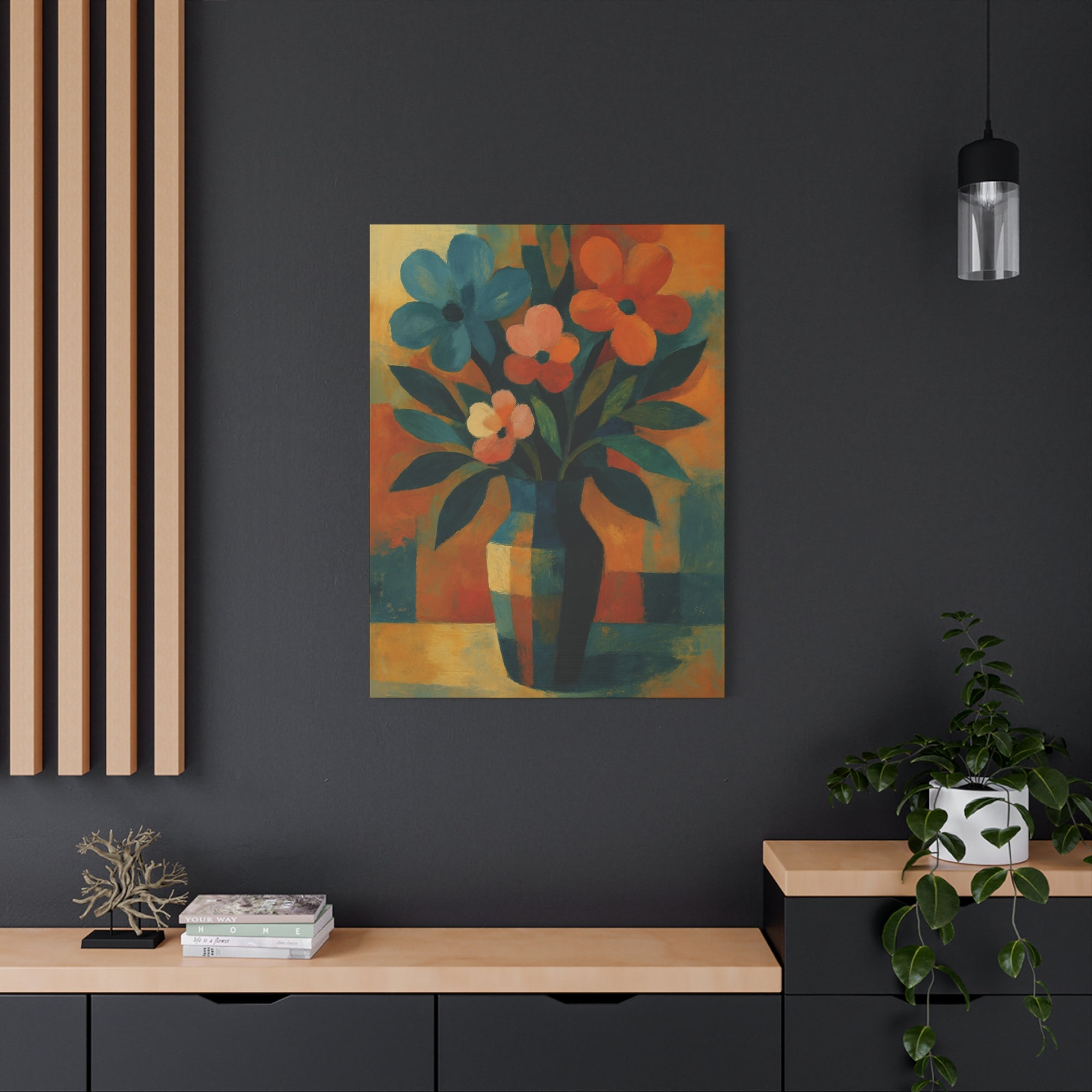 Colorful Floral Wall Art Canvas, Vibrant Home Decor, Flower Painting, Living Room Artwork, Gift for Art Lovers