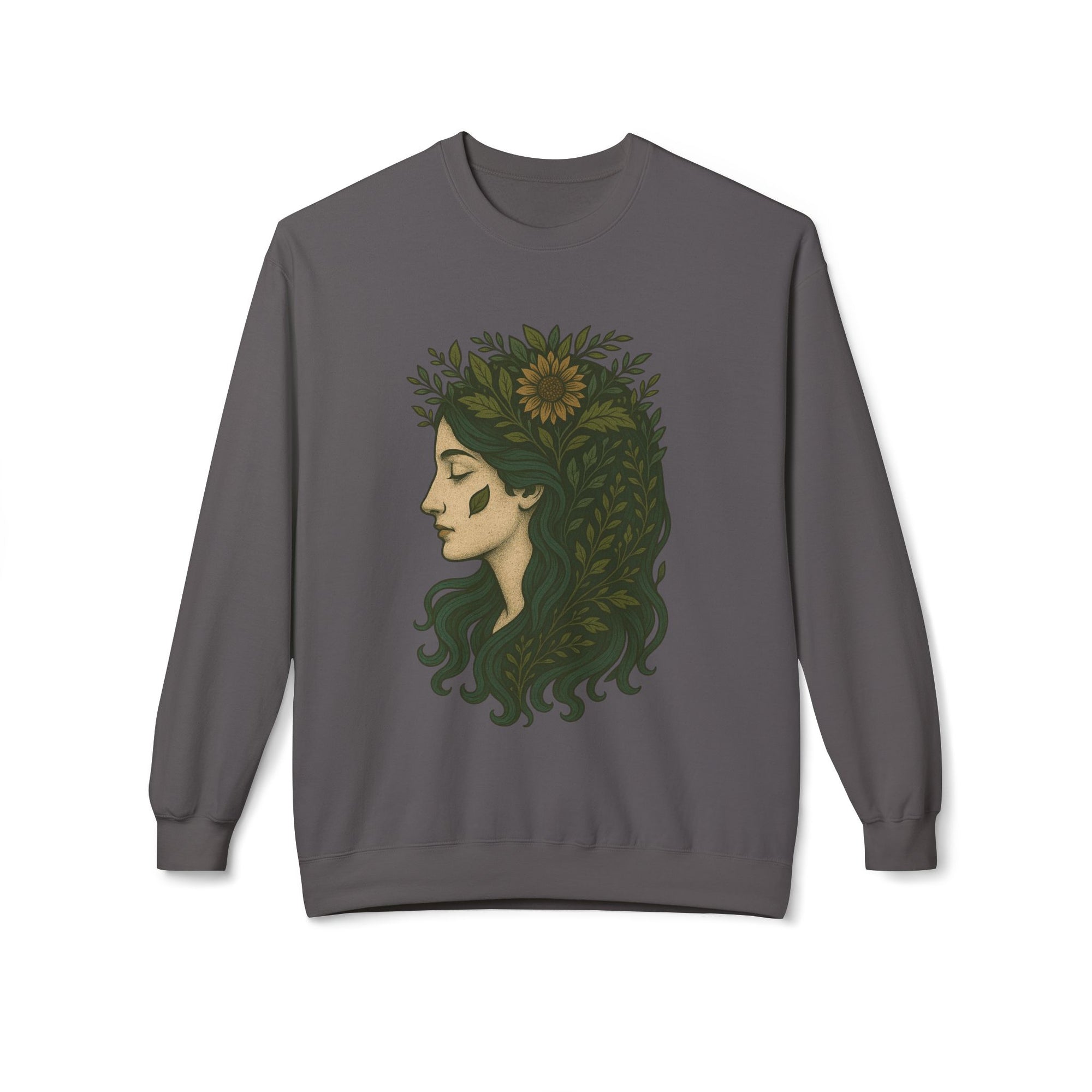 Bohemian Sunflower Fleece Crewneck Sweatshirt, Cozy Sweatshirt, Gift for Her, Artistic Crewneck, Fall Fashion, Nature Lover's Wear