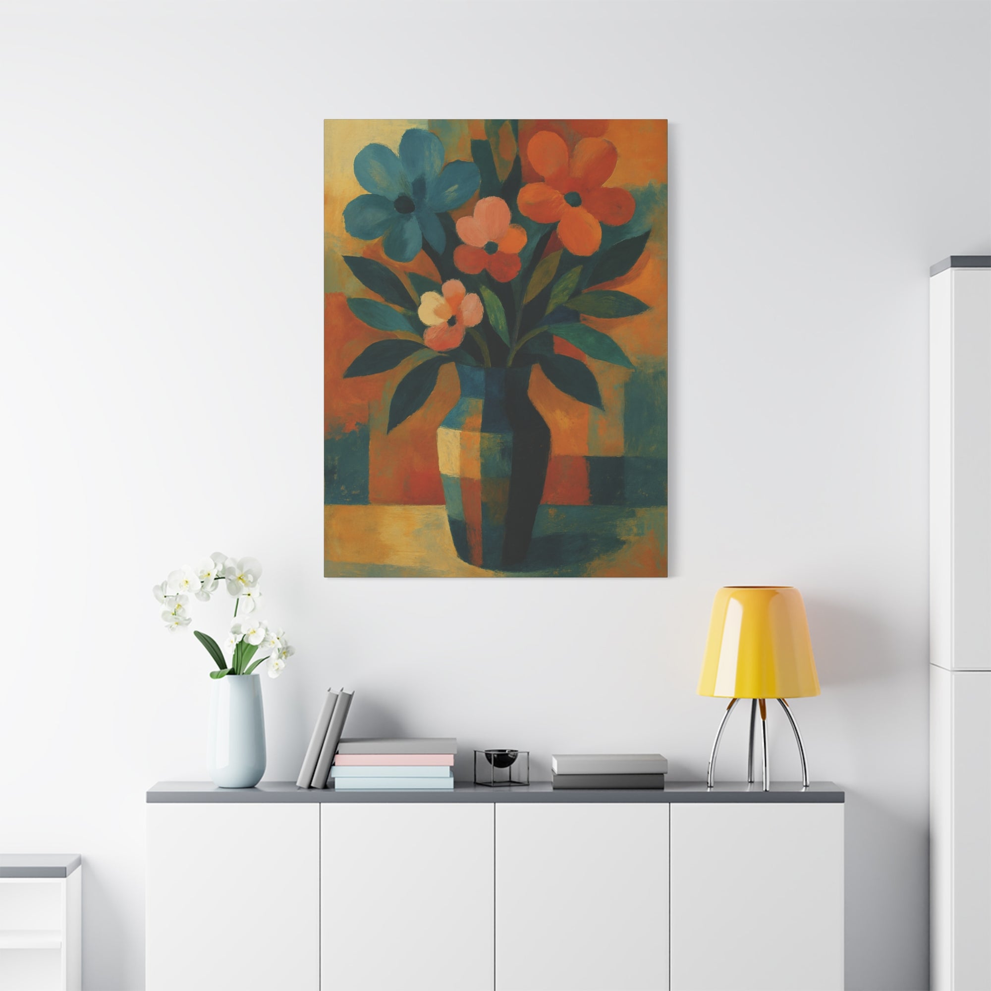 Colorful Floral Wall Art Canvas, Vibrant Home Decor, Flower Painting, Living Room Artwork, Gift for Art Lovers