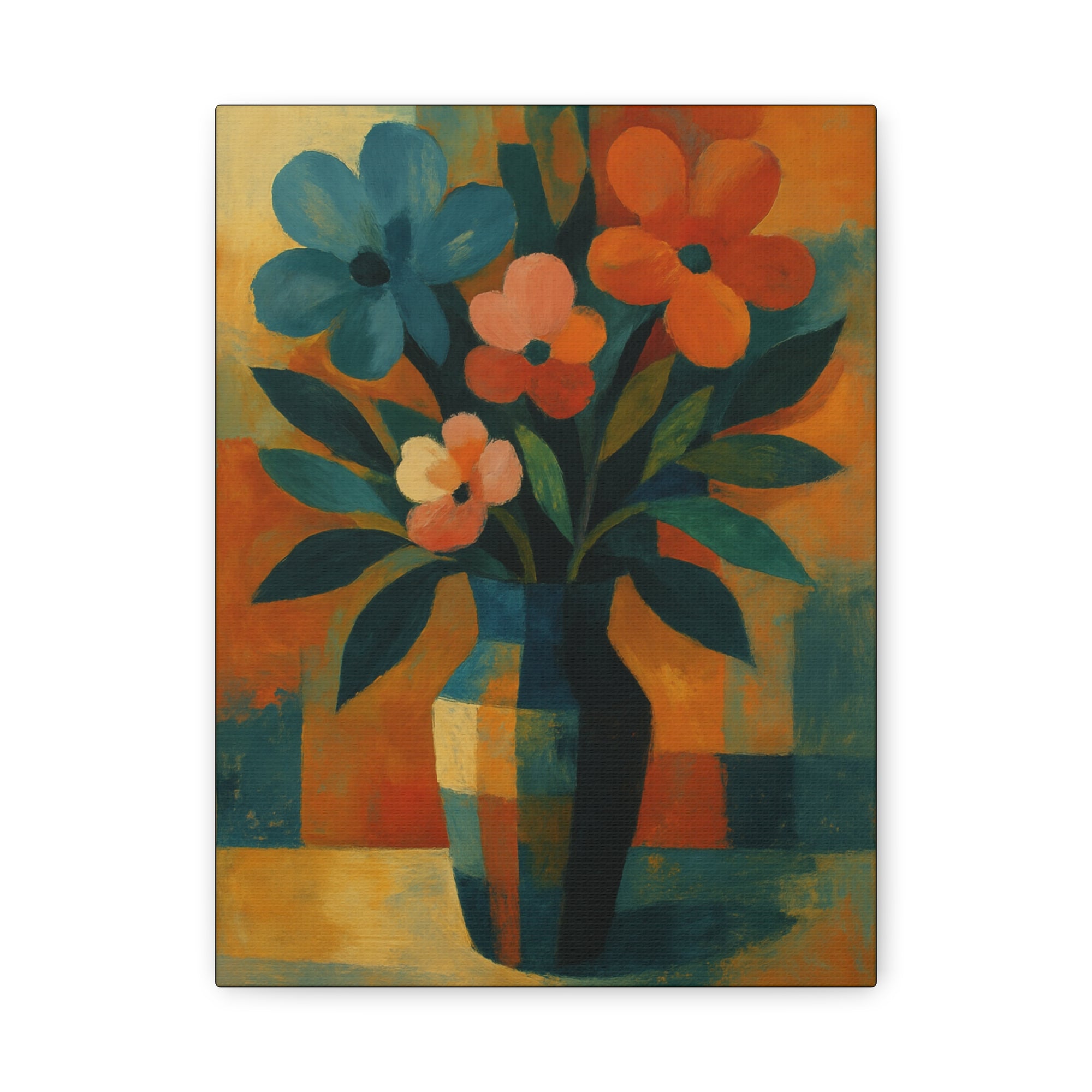 Colorful Floral Wall Art Canvas, Vibrant Home Decor, Flower Painting, Living Room Artwork, Gift for Art Lovers