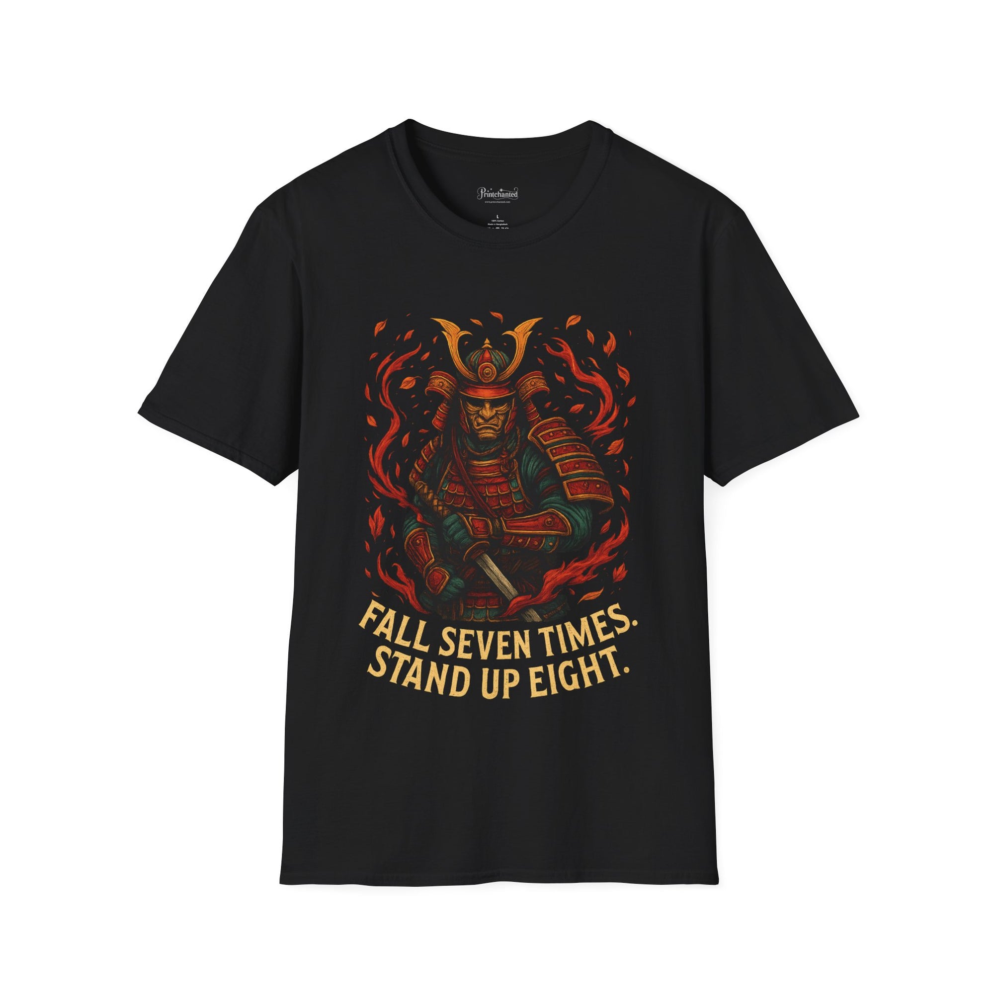 Inspirational Samurai T-Shirt, Unisex Tee, Fall Seven Times Stand Up Eight, Motivational Shirt, Gift for Warriors, Casual Wear