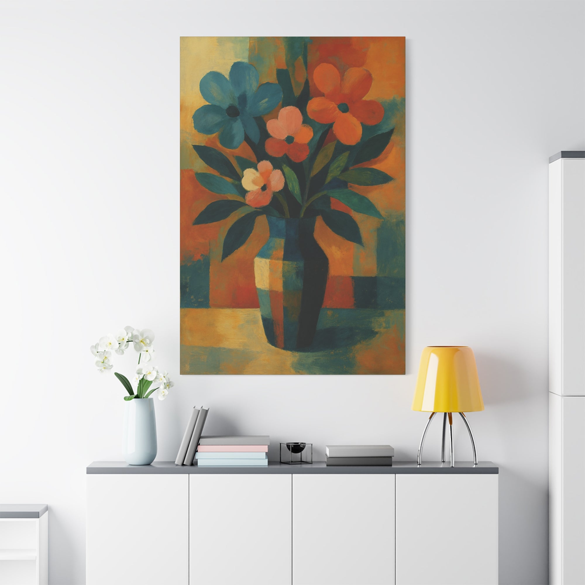 Colorful Floral Wall Art Canvas, Vibrant Home Decor, Flower Painting, Living Room Artwork, Gift for Art Lovers