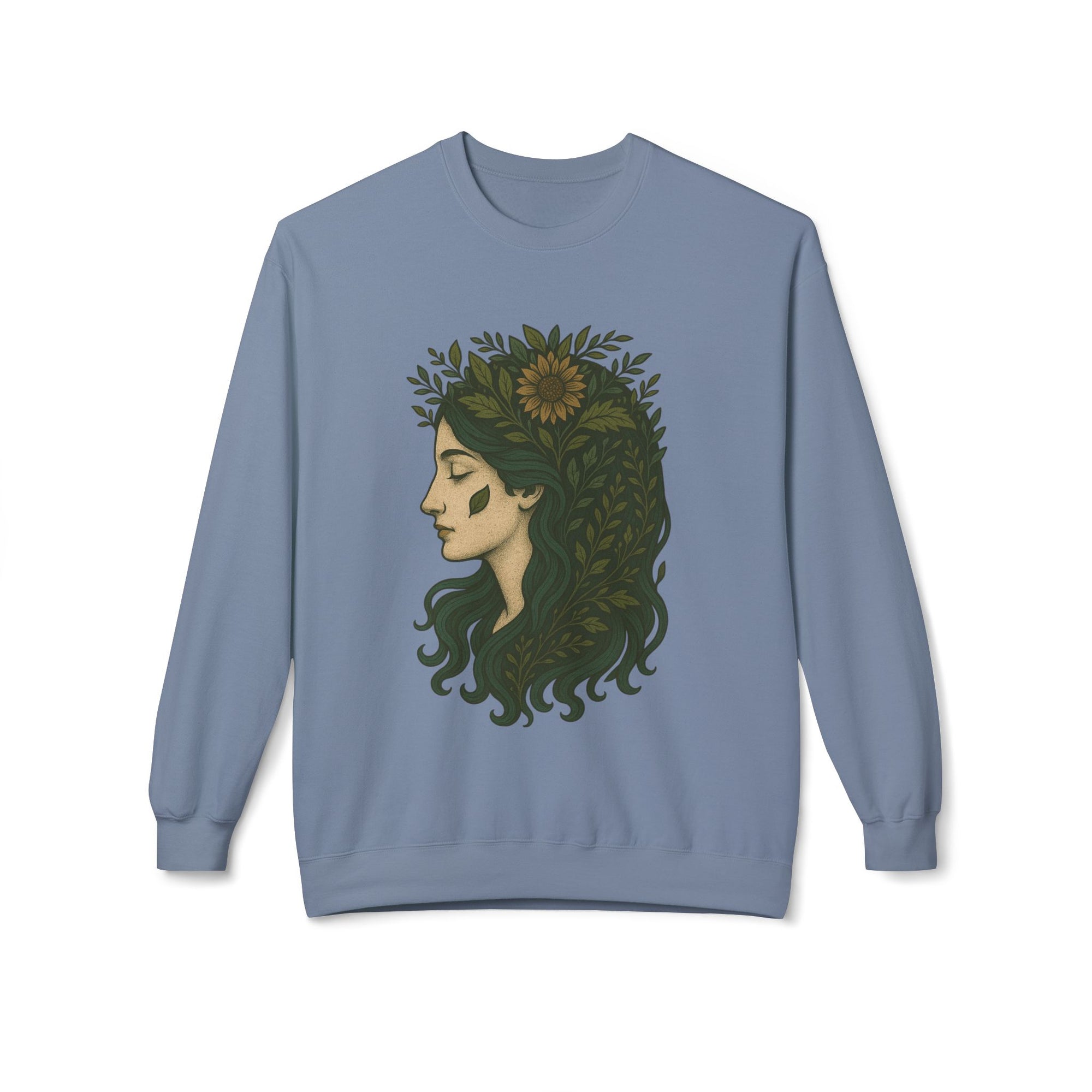 Bohemian Sunflower Fleece Crewneck Sweatshirt, Cozy Sweatshirt, Gift for Her, Artistic Crewneck, Fall Fashion, Nature Lover's Wear