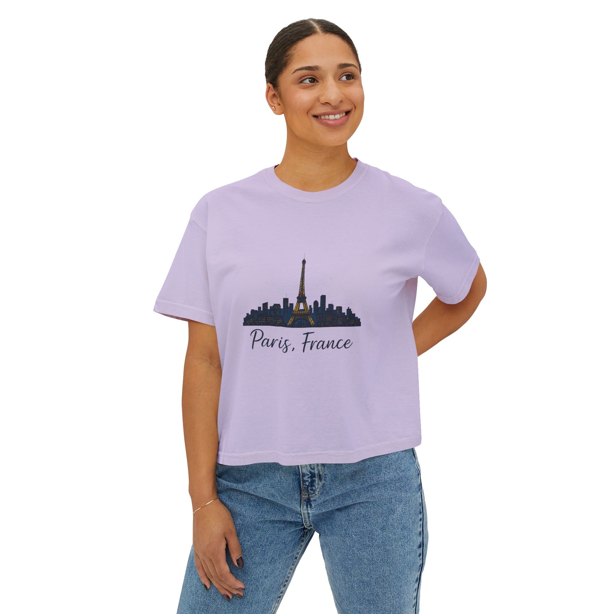 Paris Skyline Women's Boxy Tee | Cute Paris Shirt, Travel Tee, Gift for Paris Lovers, Adventure T-Shirt, Vacation Style