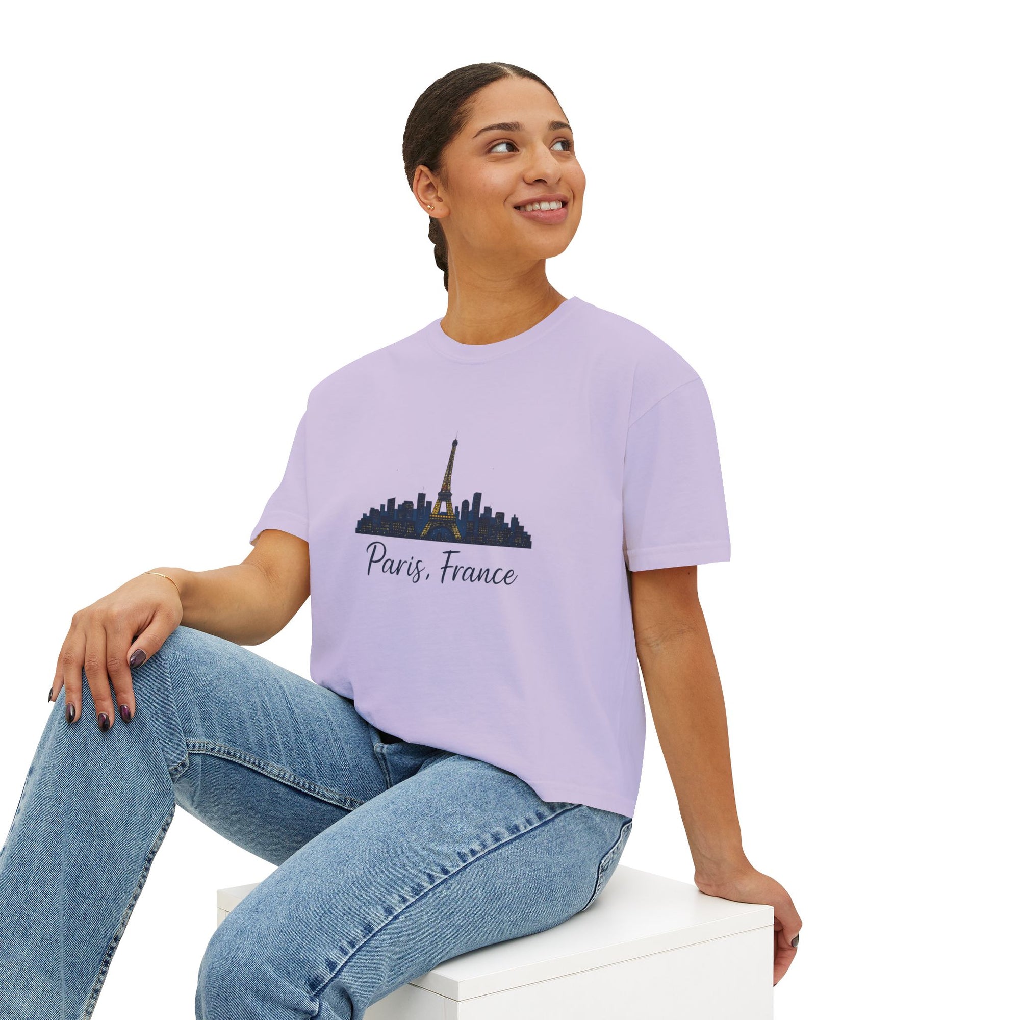 Paris Skyline Women's Boxy Tee | Cute Paris Shirt, Travel Tee, Gift for Paris Lovers, Adventure T-Shirt, Vacation Style