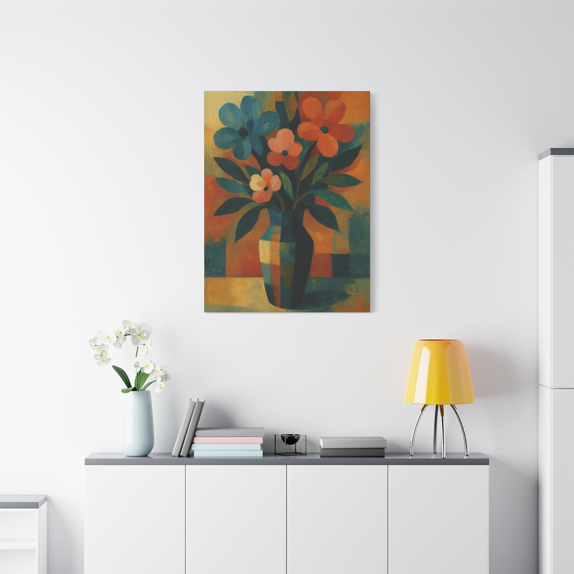 Colorful Floral Wall Art Canvas, Vibrant Home Decor, Flower Painting, Living Room Artwork, Gift for Art Lovers