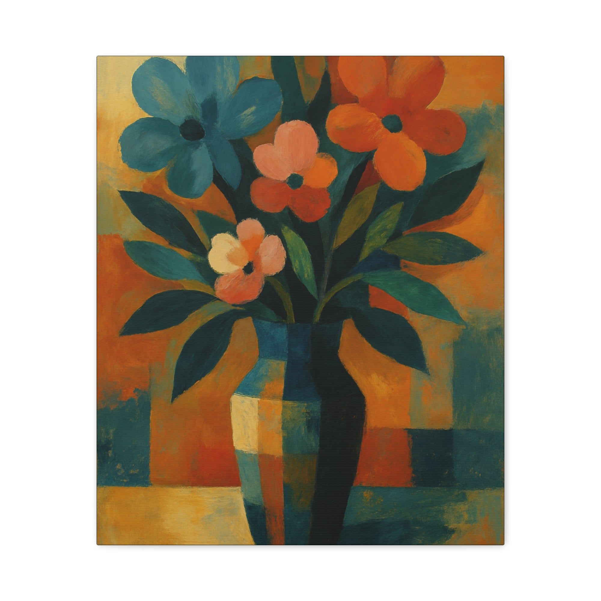 Colorful Floral Wall Art Canvas, Vibrant Home Decor, Flower Painting, Living Room Artwork, Gift for Art Lovers