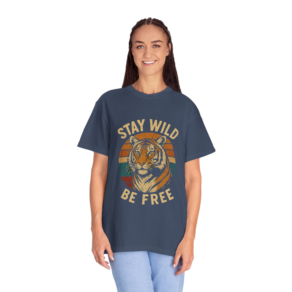 Stay Wild, Be Free Tiger T-Shirt, Unisex Graphic Tee, Nature Lover Gift, Casual Wear, Vintage Style, Eco-Friendly Fashion