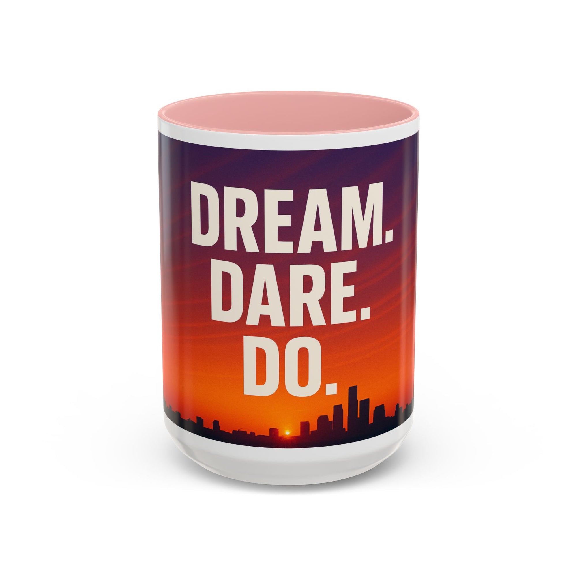 Inspiring Accent Coffee Mug - Dream, Dare, Do, Motivational Gift, Inspirational Drinkware, Sunset Design, Home Office Decor