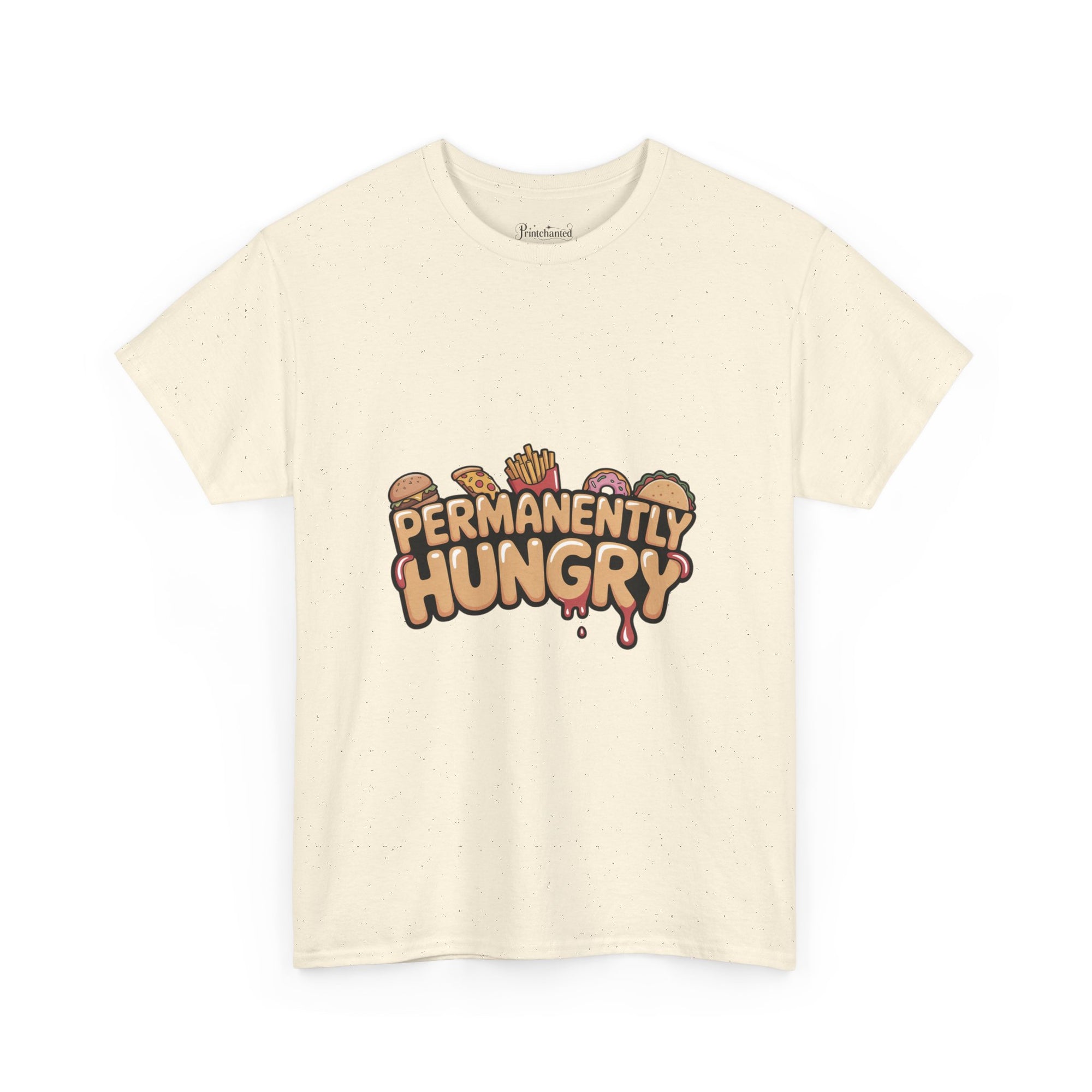 Permanently Hungry Tee, Funny Unisex Cotton T-Shirt, Gift for Food Lovers, Casual Wear, Quirky Humor Apparel