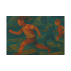 Dynamic Kids Running Canvas Art, Motivational Wall Decor, Playroom Decoration, Youthful Energy Artwork, Fun Gift for Kids' Room