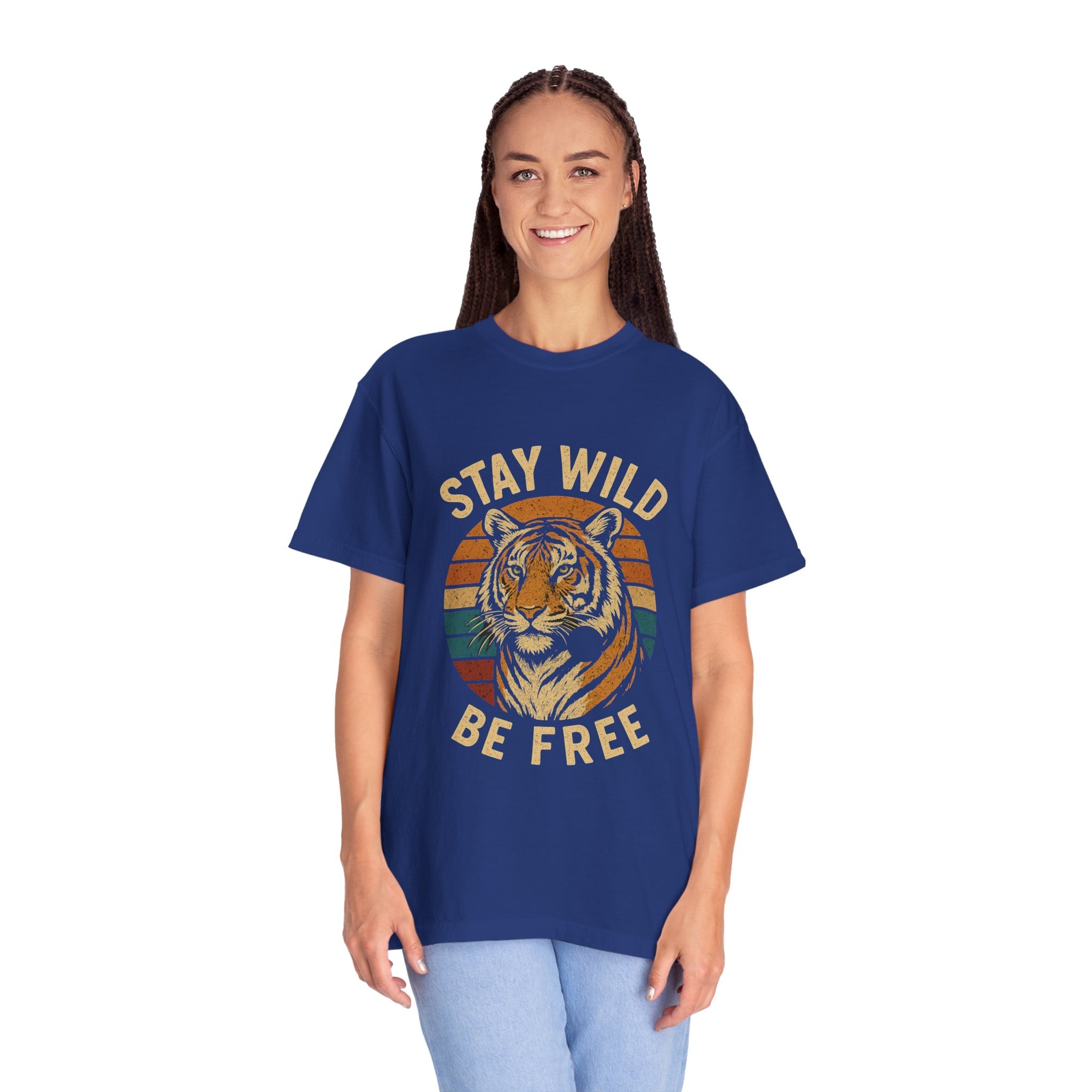 Stay Wild, Be Free Tiger T-Shirt, Unisex Graphic Tee, Nature Lover Gift, Casual Wear, Vintage Style, Eco-Friendly Fashion