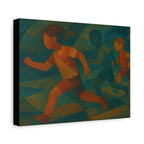 Dynamic Kids Running Canvas Art, Motivational Wall Decor, Playroom Decoration, Youthful Energy Artwork, Fun Gift for Kids' Room
