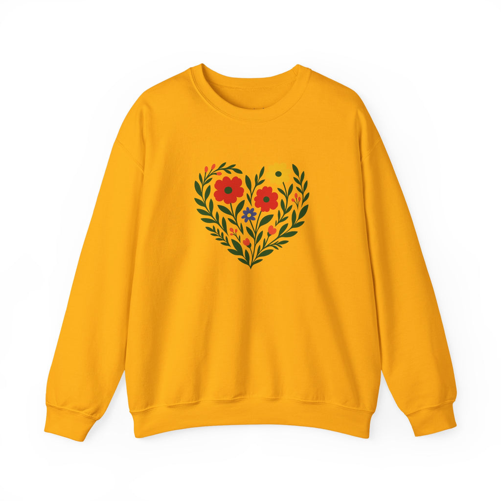 Floral Heart Sweatshirt, Cozy Crewneck, Gift for Her, Layering Essential, Casual Wear, Spring Fashion