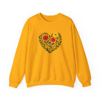 Floral Heart Sweatshirt, Cozy Crewneck, Gift for Her, Layering Essential, Casual Wear, Spring Fashion