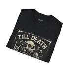 Rocking Skeleton T-Shirt with 'Till Death Do Us Rock!' Design, Halloween Shirt, Music Lover Gift, Unisex Graphic Tee, Fun Casual Wear