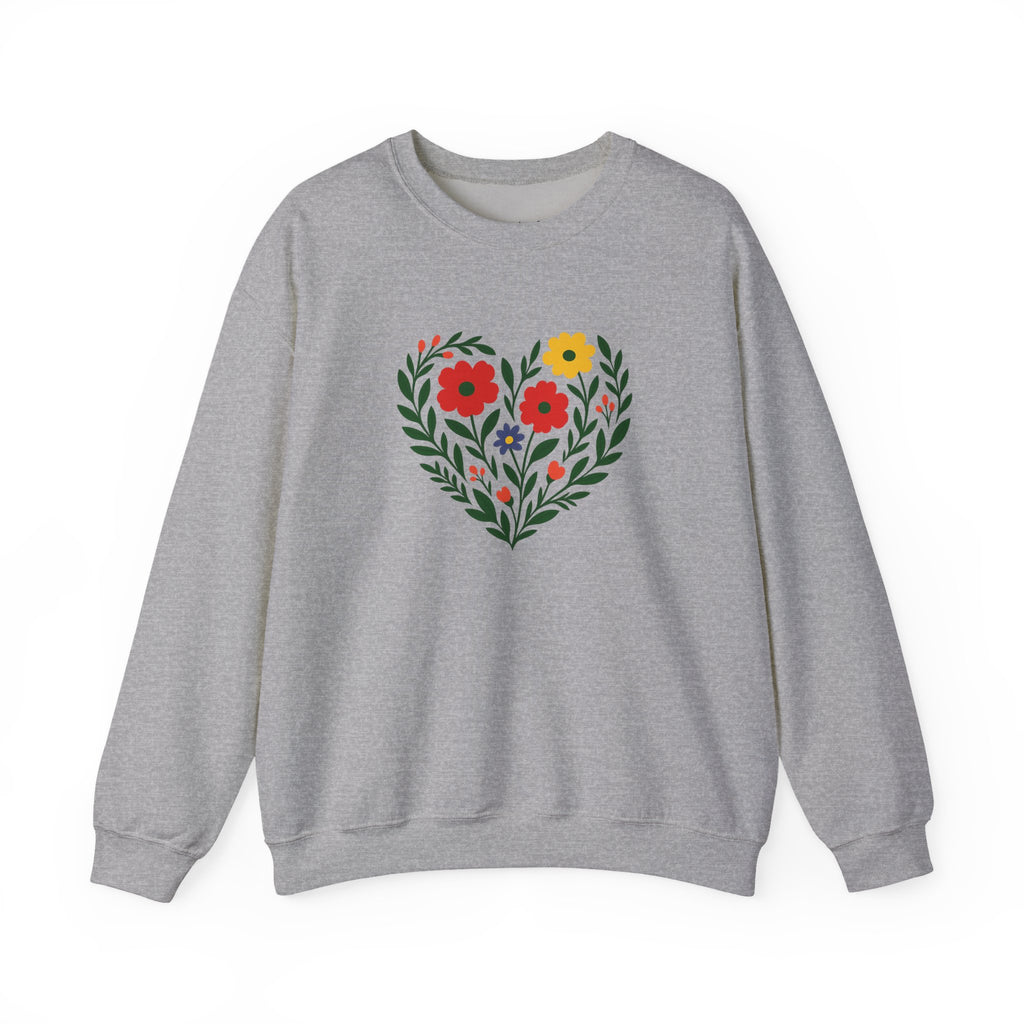 Floral Heart Sweatshirt, Cozy Crewneck, Gift for Her, Layering Essential, Casual Wear, Spring Fashion