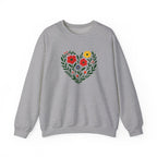 Floral Heart Sweatshirt, Cozy Crewneck, Gift for Her, Layering Essential, Casual Wear, Spring Fashion
