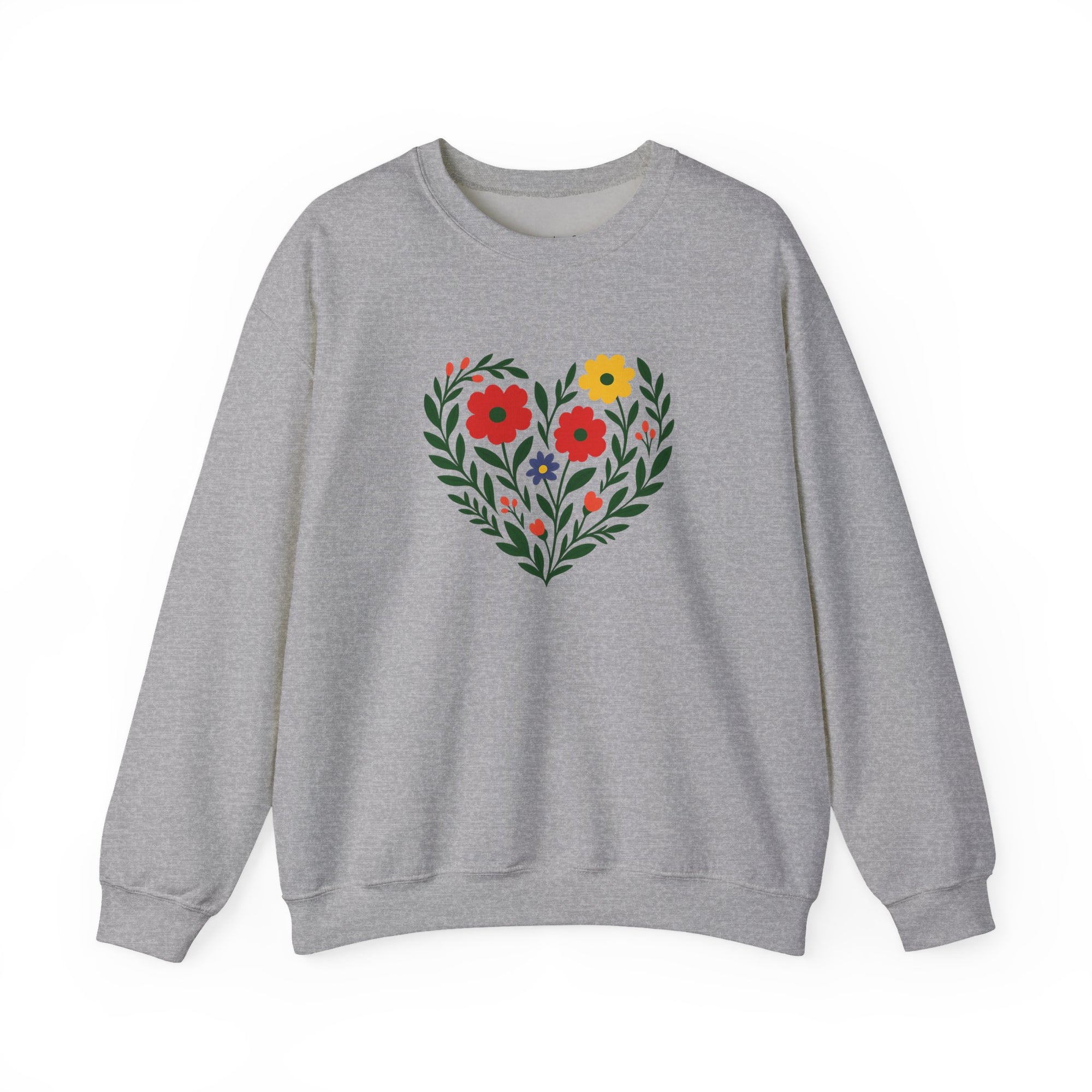 Floral Heart Sweatshirt, Cozy Crewneck, Gift for Her, Layering Essential, Casual Wear, Spring Fashion