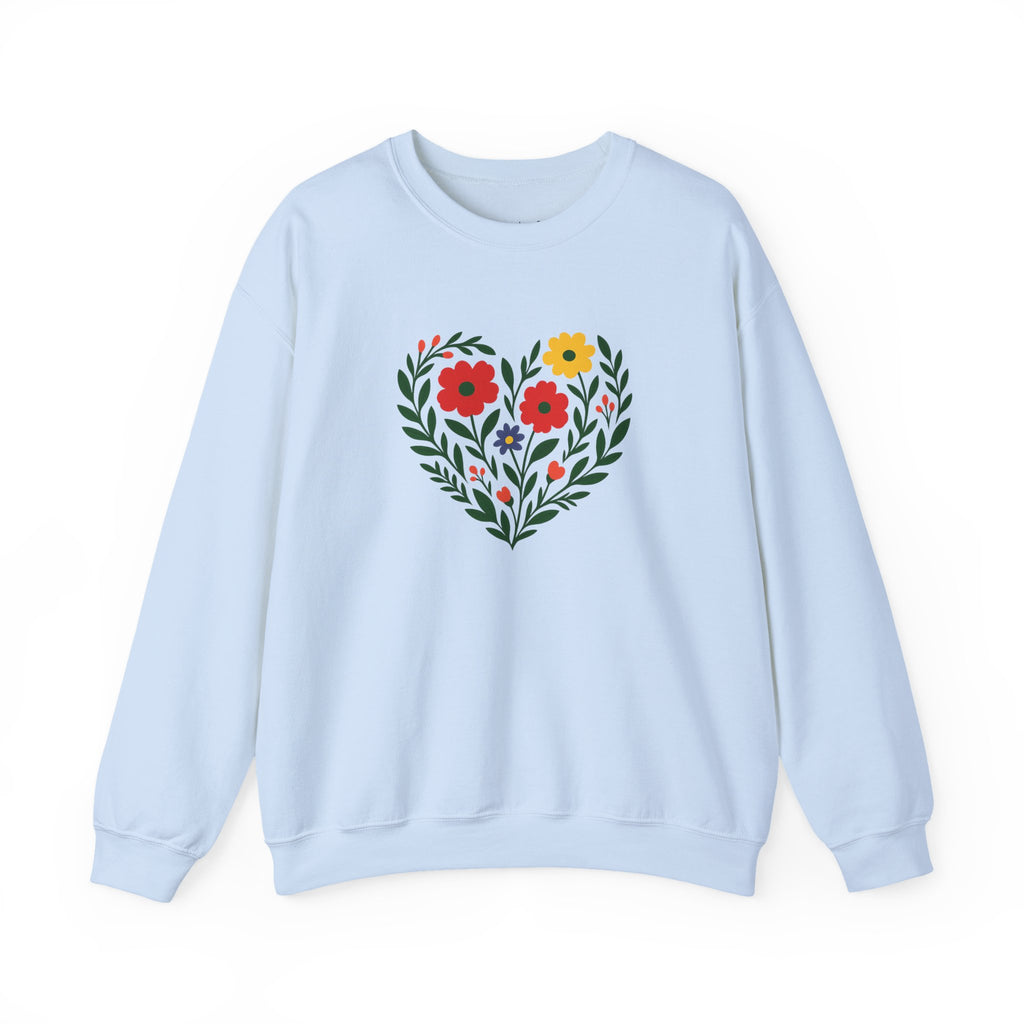 Floral Heart Sweatshirt, Cozy Crewneck, Gift for Her, Layering Essential, Casual Wear, Spring Fashion