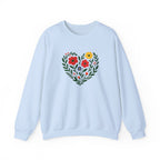 Floral Heart Sweatshirt, Cozy Crewneck, Gift for Her, Layering Essential, Casual Wear, Spring Fashion