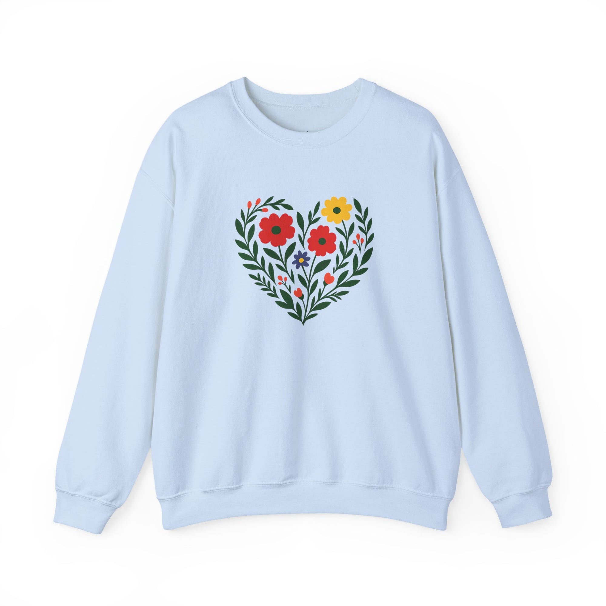 Floral Heart Sweatshirt, Cozy Crewneck, Gift for Her, Layering Essential, Casual Wear, Spring Fashion