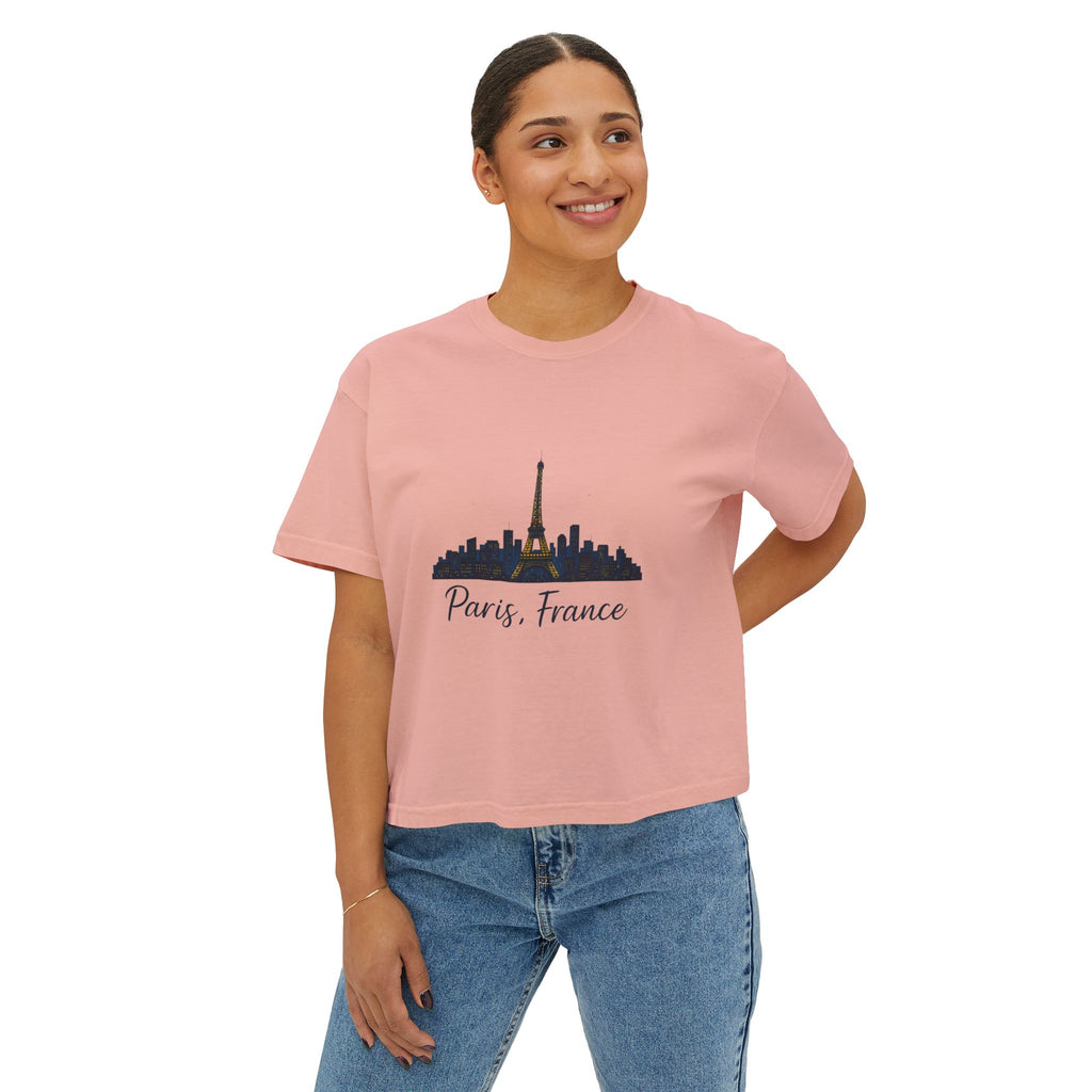 Paris Skyline Women's Boxy Tee | Cute Paris Shirt, Travel Tee, Gift for Paris Lovers, Adventure T-Shirt, Vacation Style