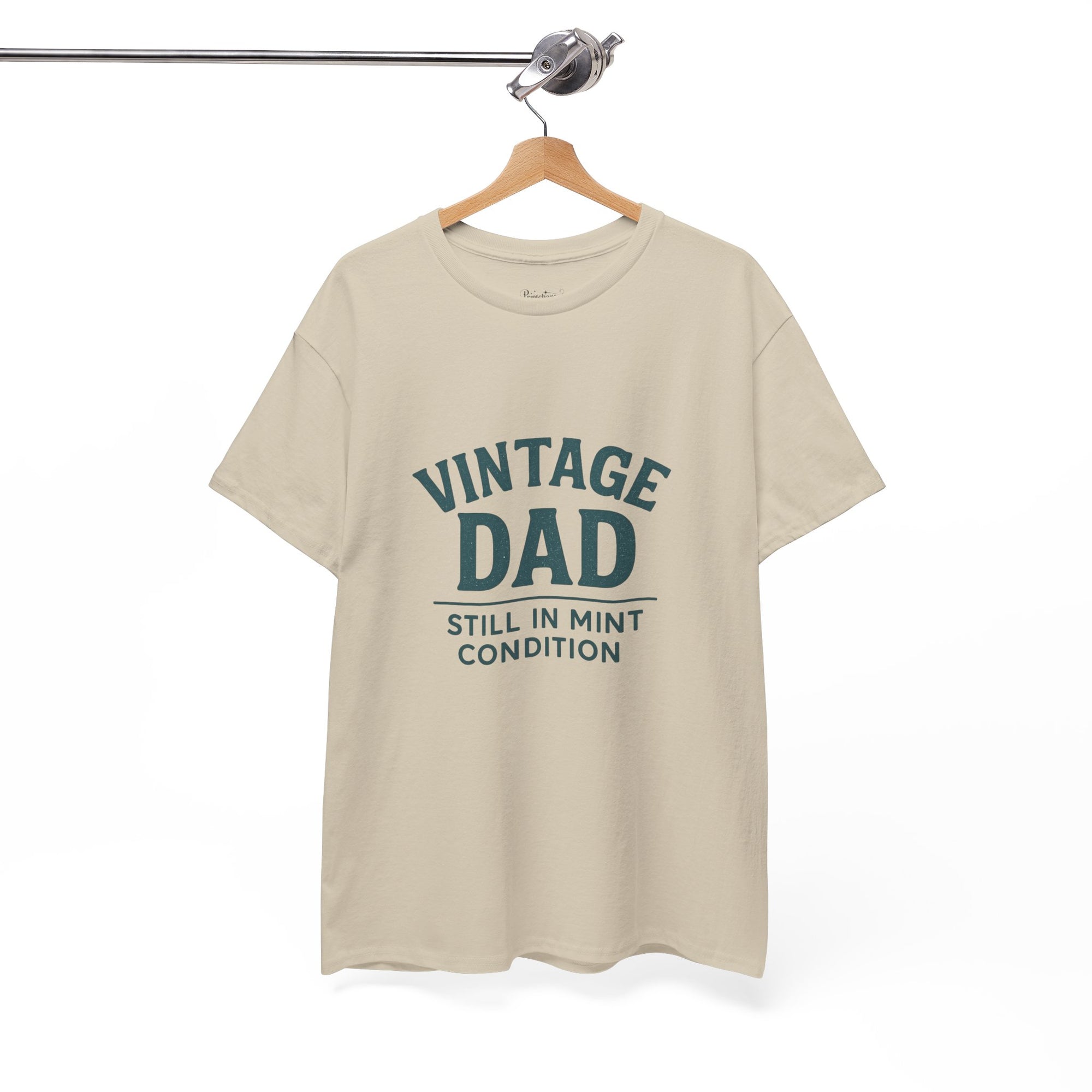 “Vintage Dad Still in Mint Condition – Funny Father’s Day Graphic Unisex Heavy Cotton T-Shirt, Retro Dad Gift Tee for Birthday, Father’s Day and other Holidays