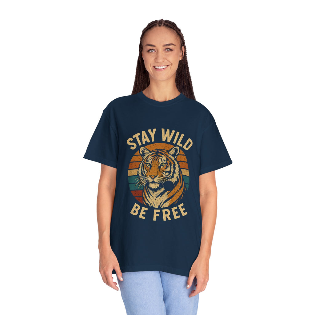 Stay Wild, Be Free Tiger T-Shirt, Unisex Graphic Tee, Nature Lover Gift, Casual Wear, Vintage Style, Eco-Friendly Fashion