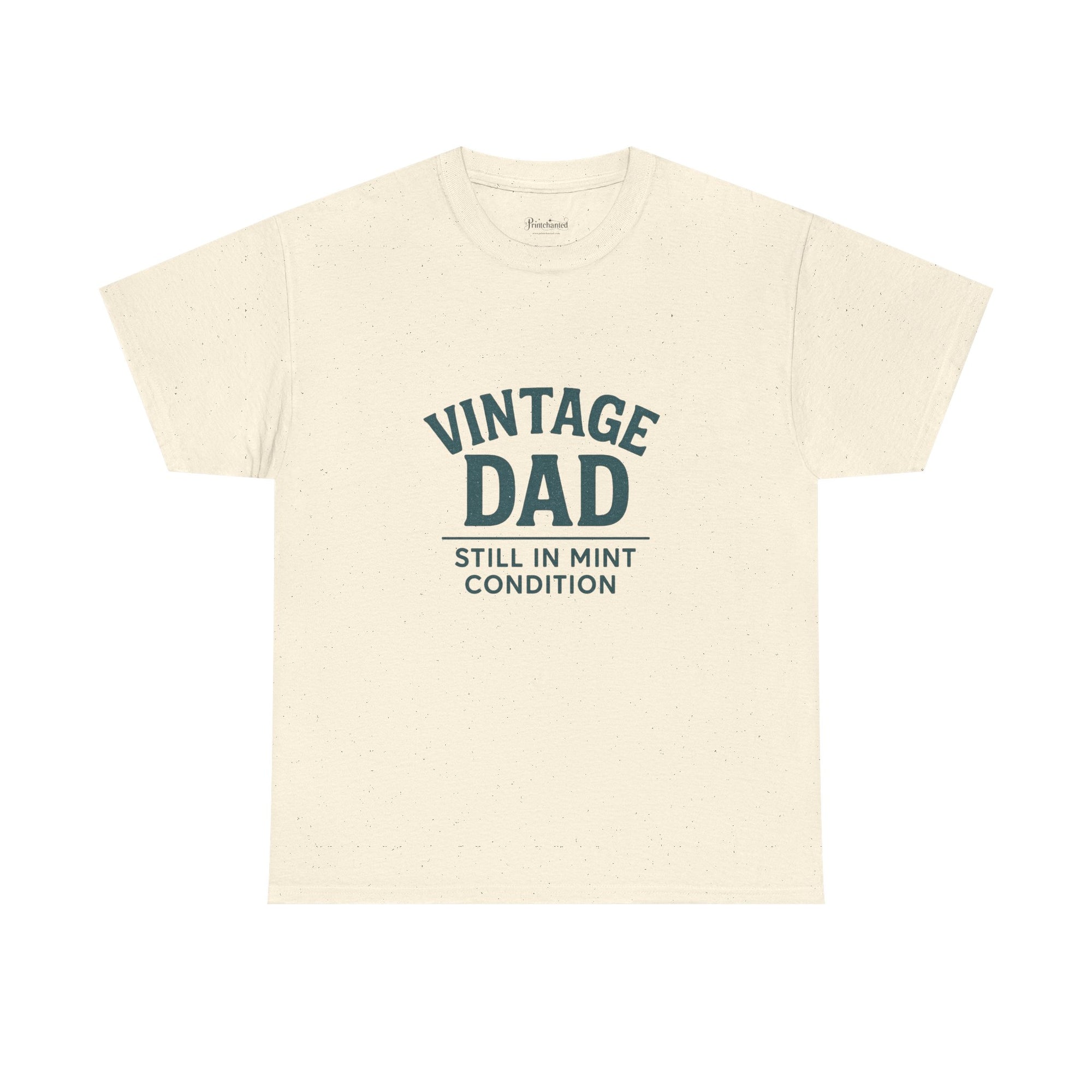 “Vintage Dad Still in Mint Condition – Funny Father’s Day Graphic Unisex Heavy Cotton T-Shirt, Retro Dad Gift Tee for Birthday, Father’s Day and other Holidays
