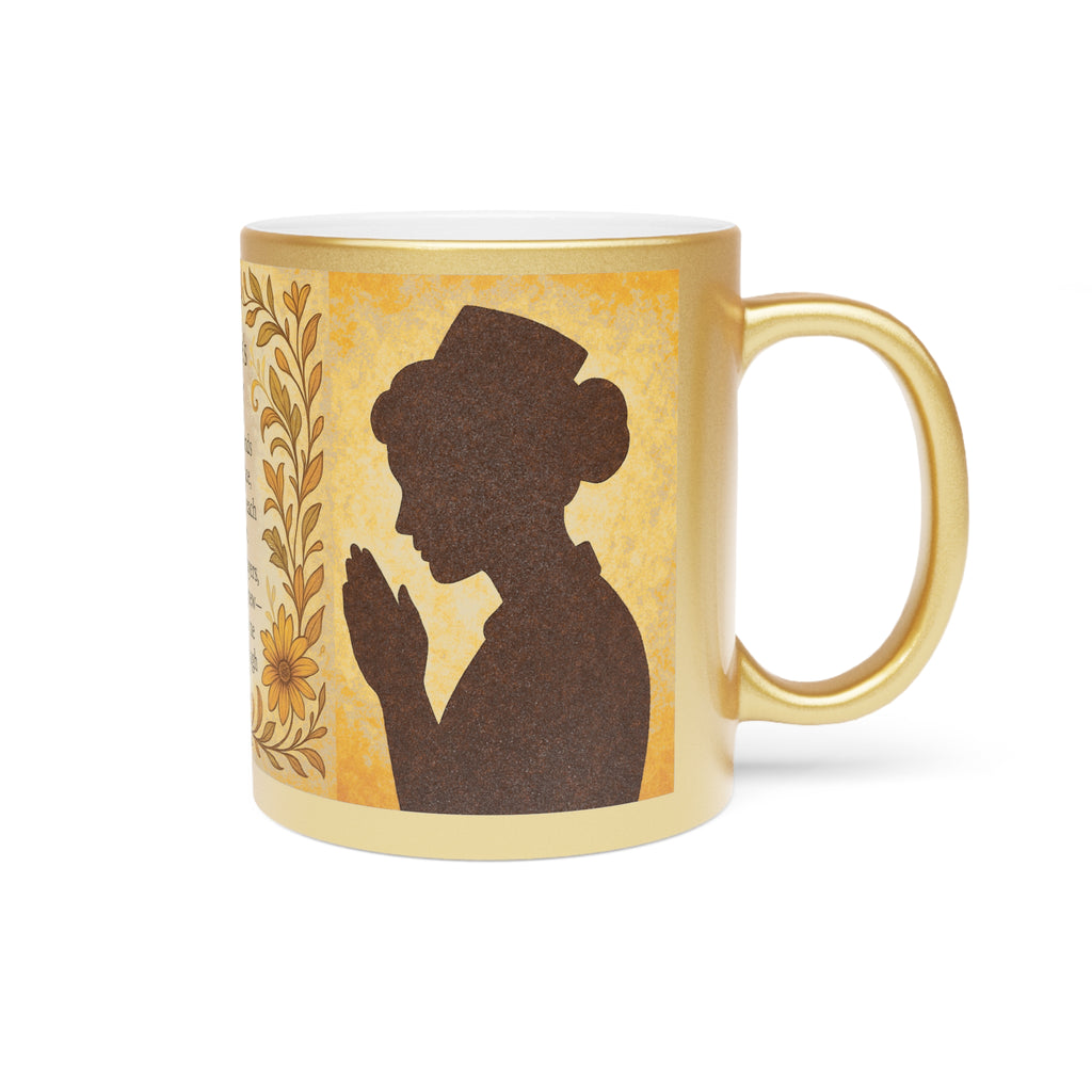 Nurse's Prayer Metallic Mug | Inspirational Gifts for Nurses, Motivational Coffee Cup, Silver/Gold Prayer Mug, Nurses Appreciation Gift