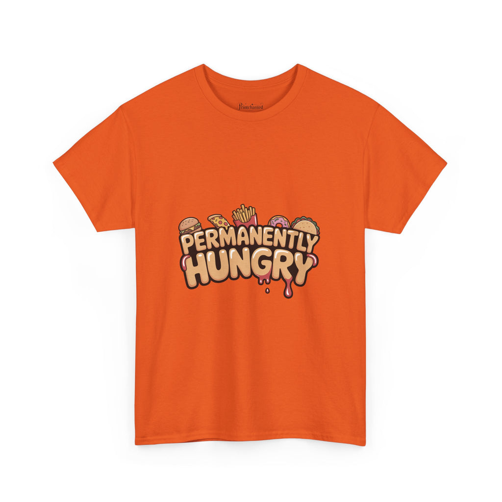 Permanently Hungry Tee, Funny Unisex Cotton T-Shirt, Gift for Food Lovers, Casual Wear, Quirky Humor Apparel