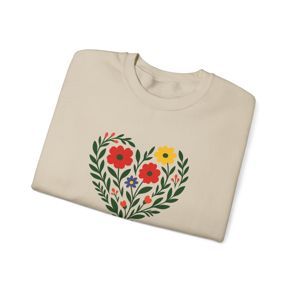 Floral Heart Sweatshirt, Cozy Crewneck, Gift for Her, Layering Essential, Casual Wear, Spring Fashion