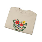 Floral Heart Sweatshirt, Cozy Crewneck, Gift for Her, Layering Essential, Casual Wear, Spring Fashion