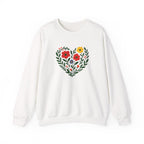Floral Heart Sweatshirt, Cozy Crewneck, Gift for Her, Layering Essential, Casual Wear, Spring Fashion