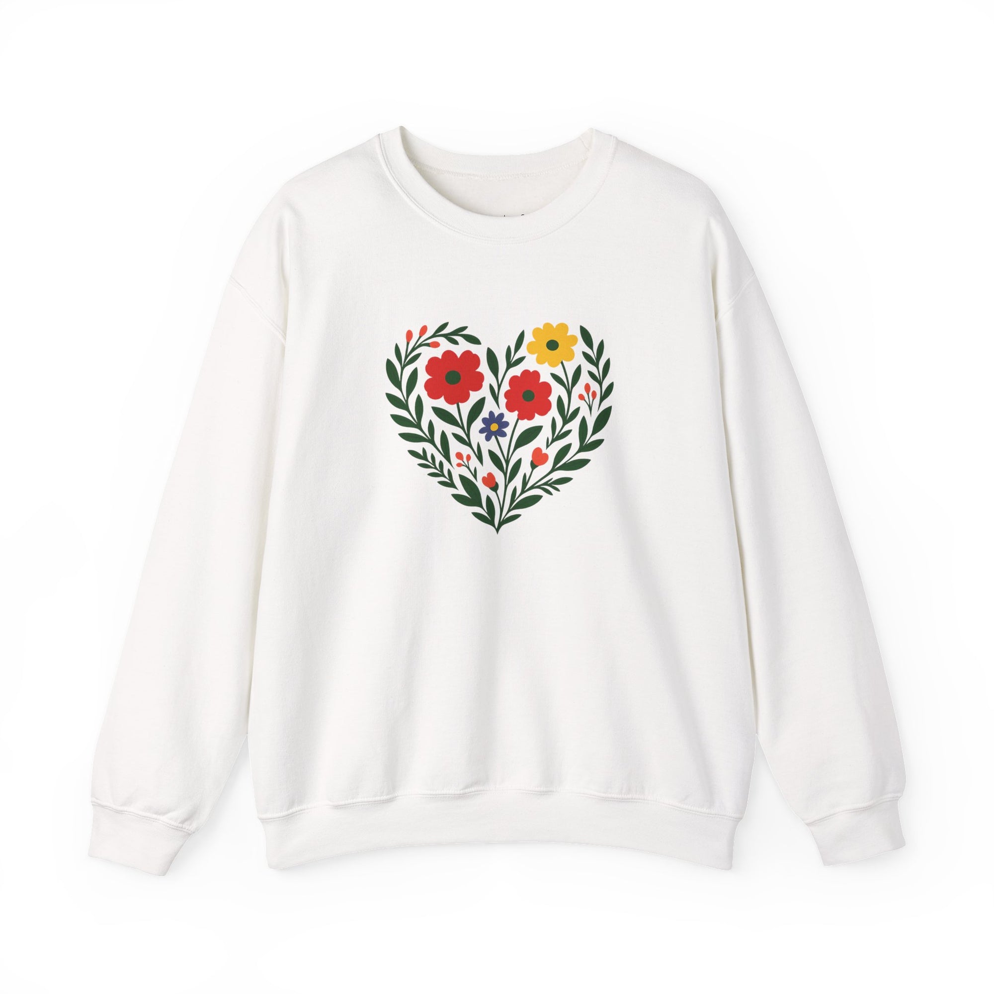 Floral Heart Sweatshirt, Cozy Crewneck, Gift for Her, Layering Essential, Casual Wear, Spring Fashion