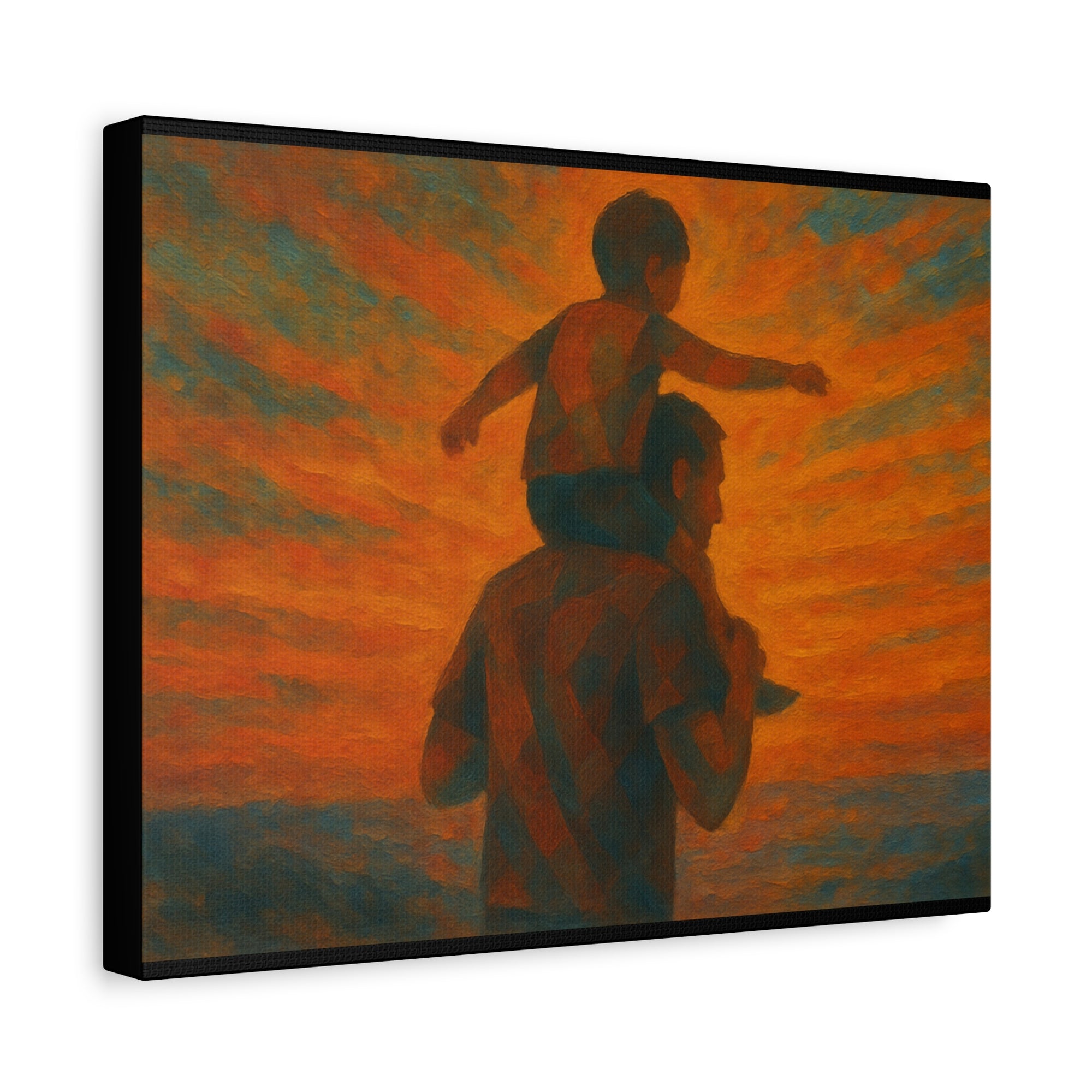 Father and Child Sunset Canvas Print, Heartwarming Wall Art, Family Bond Art, Father's Day Gift, Nursery Decor, Inspirational Home Decor