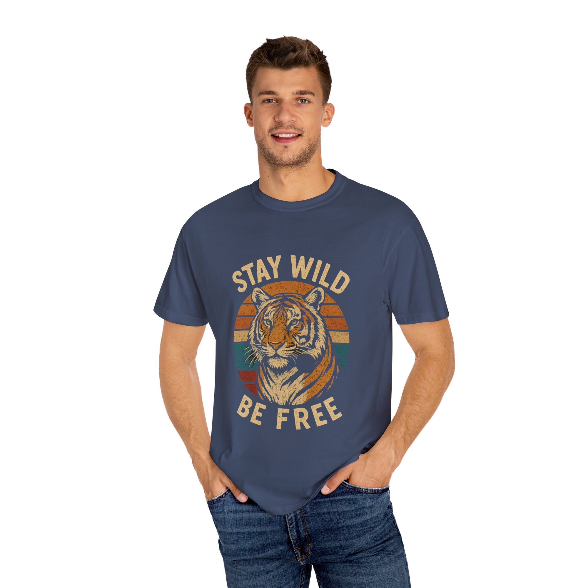 Stay Wild, Be Free Tiger T-Shirt, Unisex Graphic Tee, Nature Lover Gift, Casual Wear, Vintage Style, Eco-Friendly Fashion