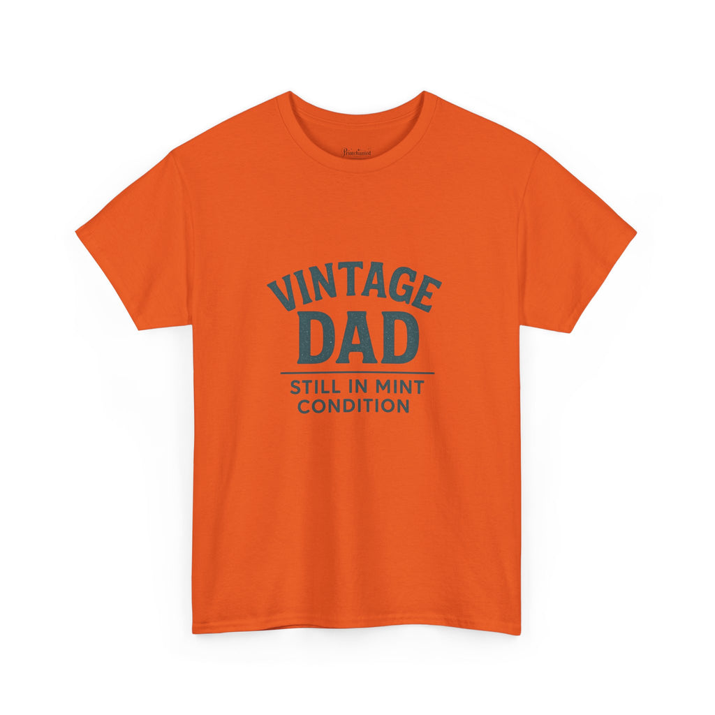 “Vintage Dad Still in Mint Condition – Funny Father’s Day Graphic Unisex Heavy Cotton T-Shirt, Retro Dad Gift Tee for Birthday, Father’s Day and other Holidays