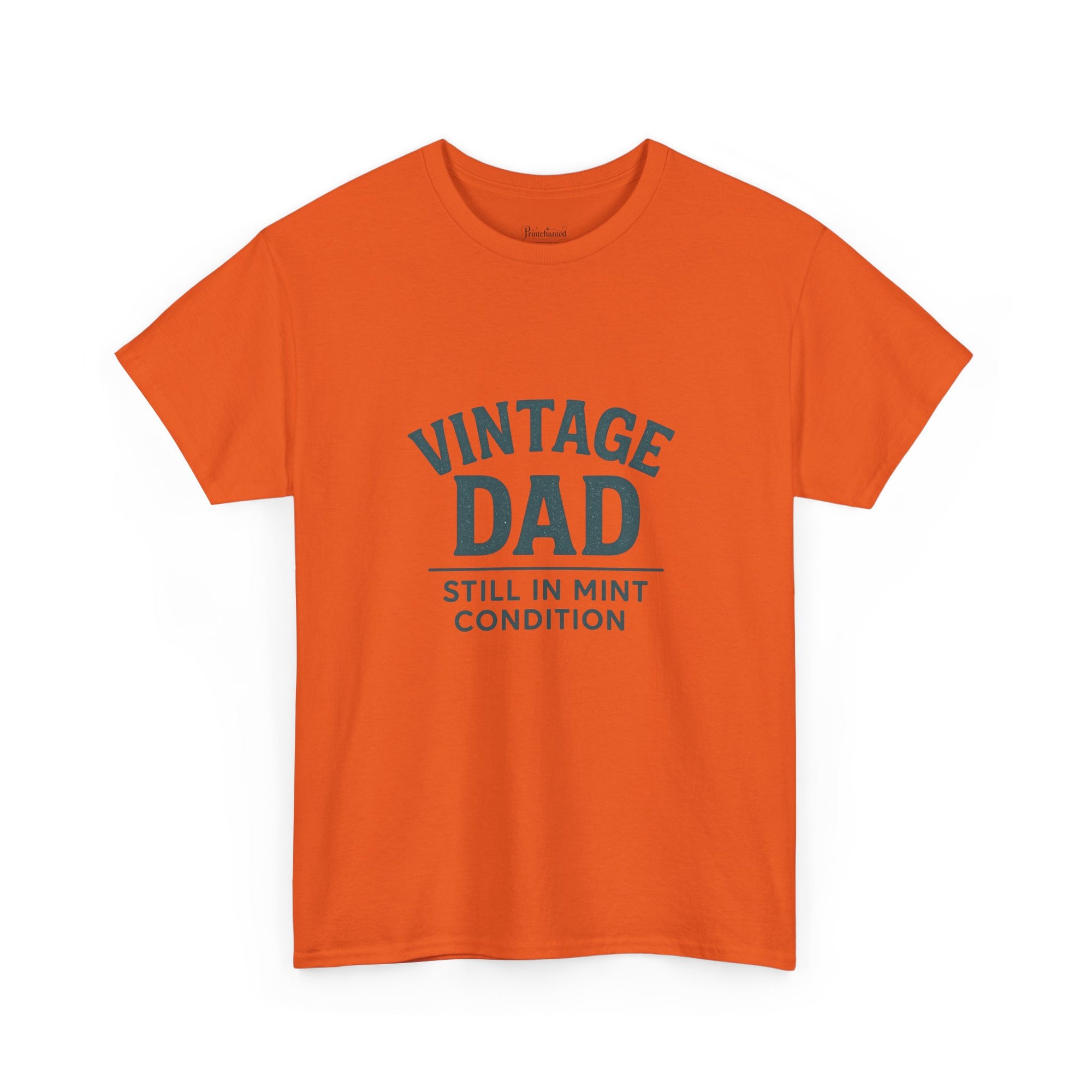 “Vintage Dad Still in Mint Condition – Funny Father’s Day Graphic Unisex Heavy Cotton T-Shirt, Retro Dad Gift Tee for Birthday, Father’s Day and other Holidays