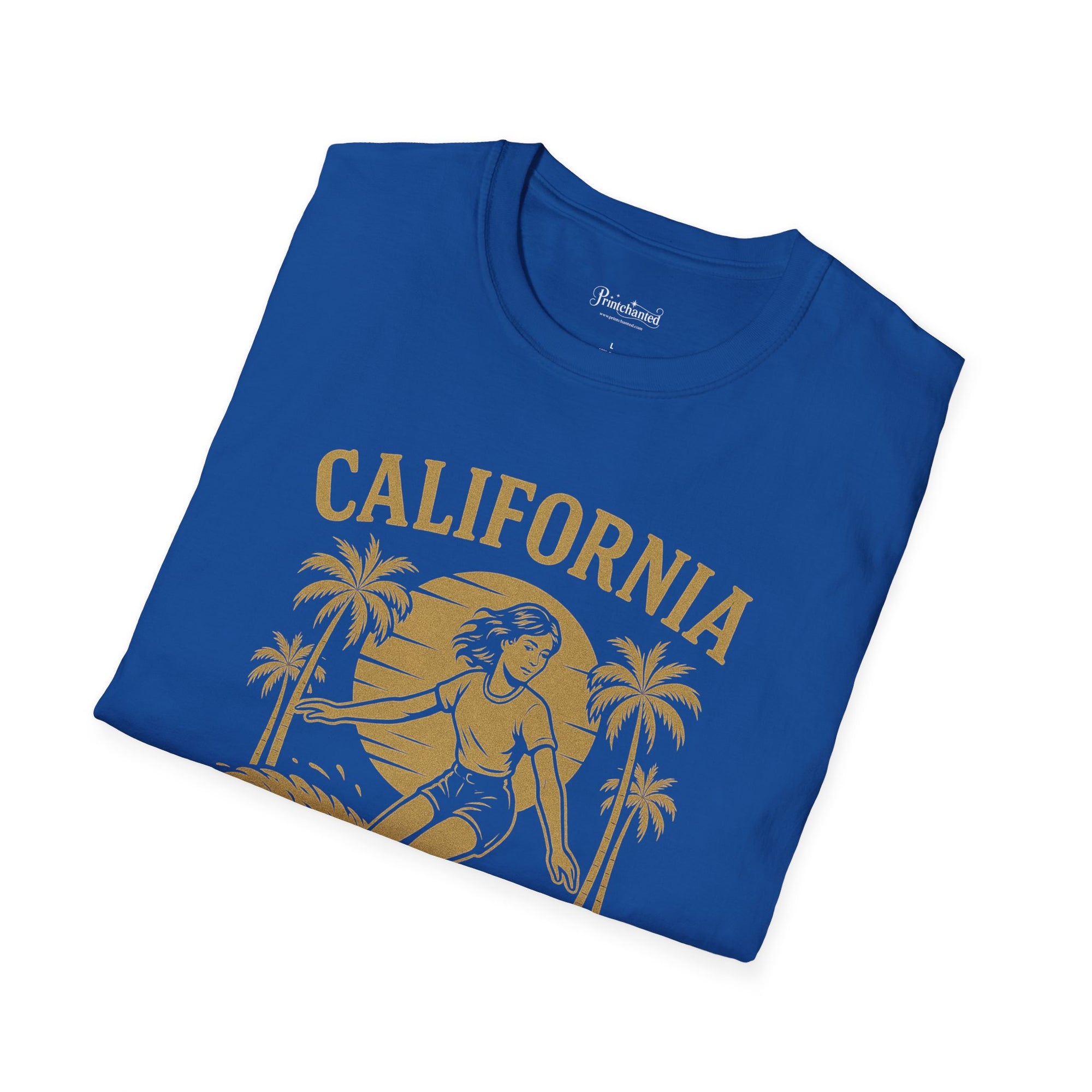 California Surf Unisex Softstyle T-Shirt | Vintage Beach Tee, Summer Apparel, Surfing Gift, Casual Wear, Tropical Vibes