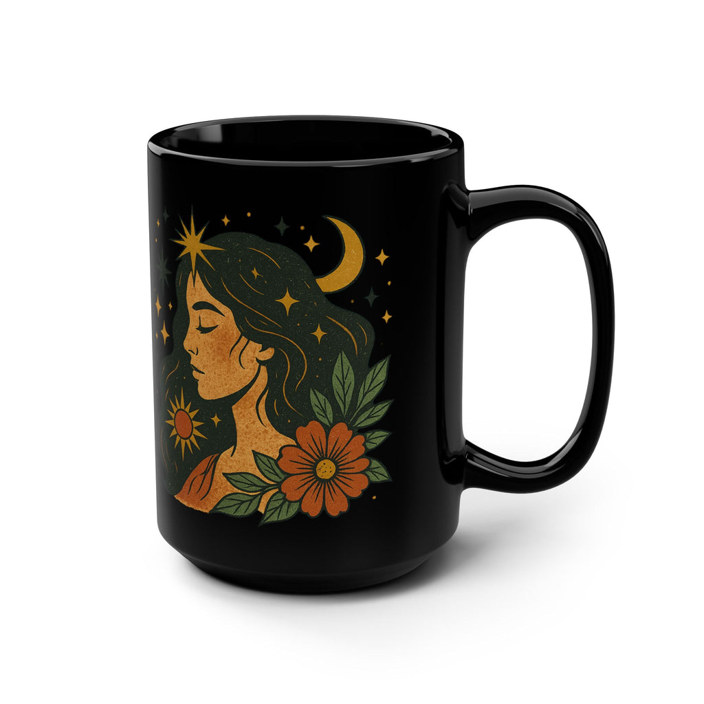 Celestial Woman Coffee Mug, Boho Twist for Coffee Lovers, Starry Night Gift, Mystical Tea Cup, Astrology Mug, Self-Care Sessions